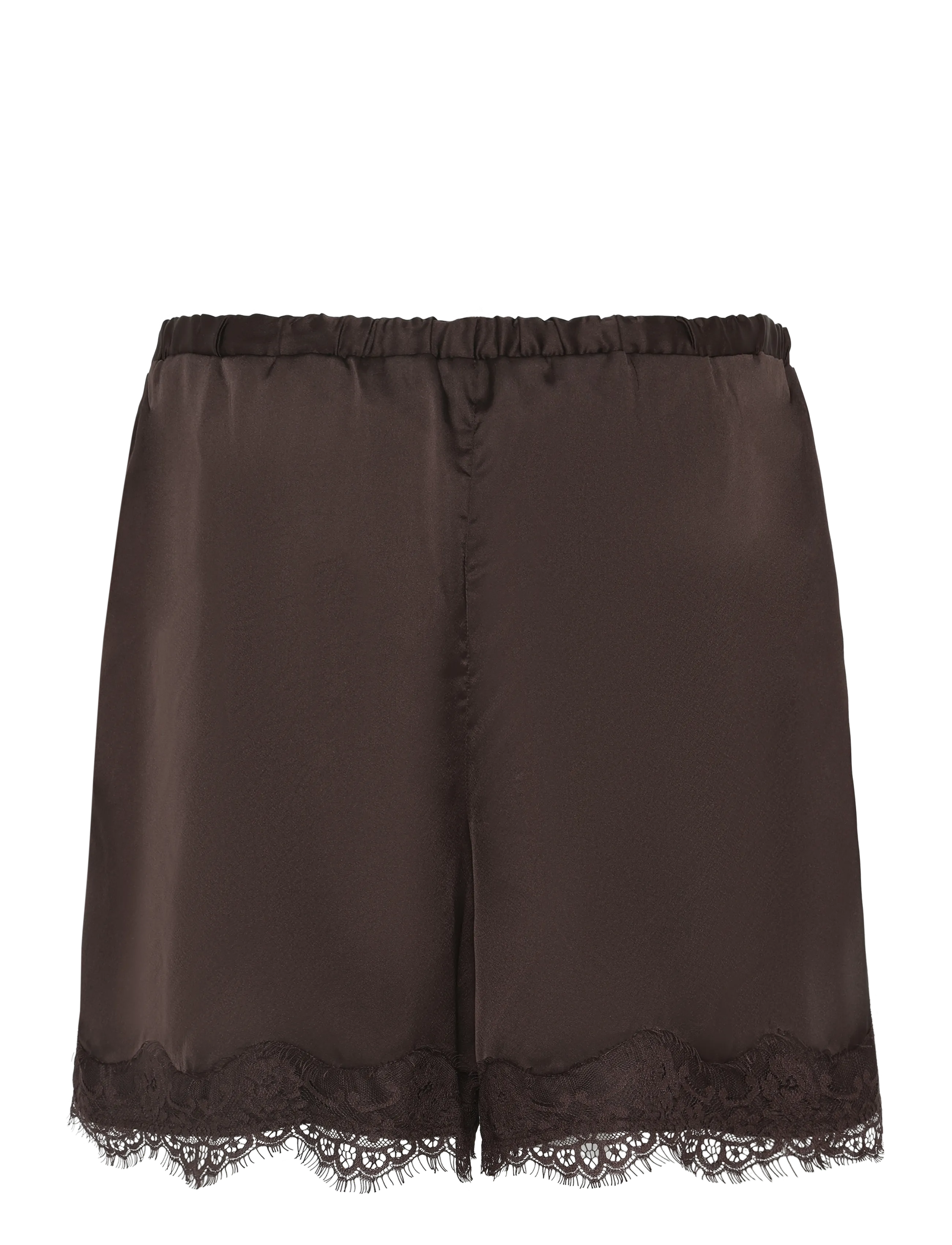Bubbleroom - Satin Lace Shorts - brown - 2