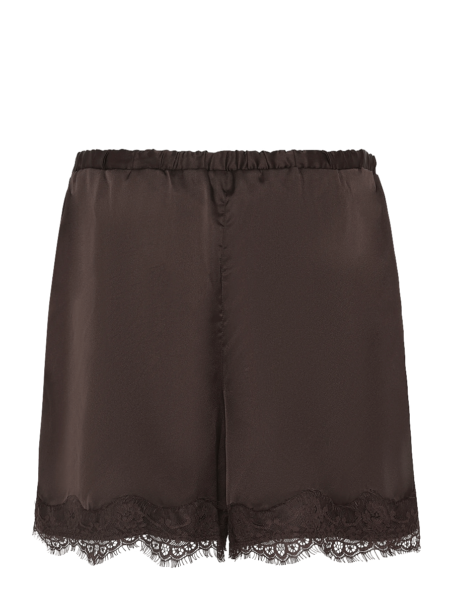 Bubbleroom - Satin Lace Shorts - pyjamasshorts - brown - 2