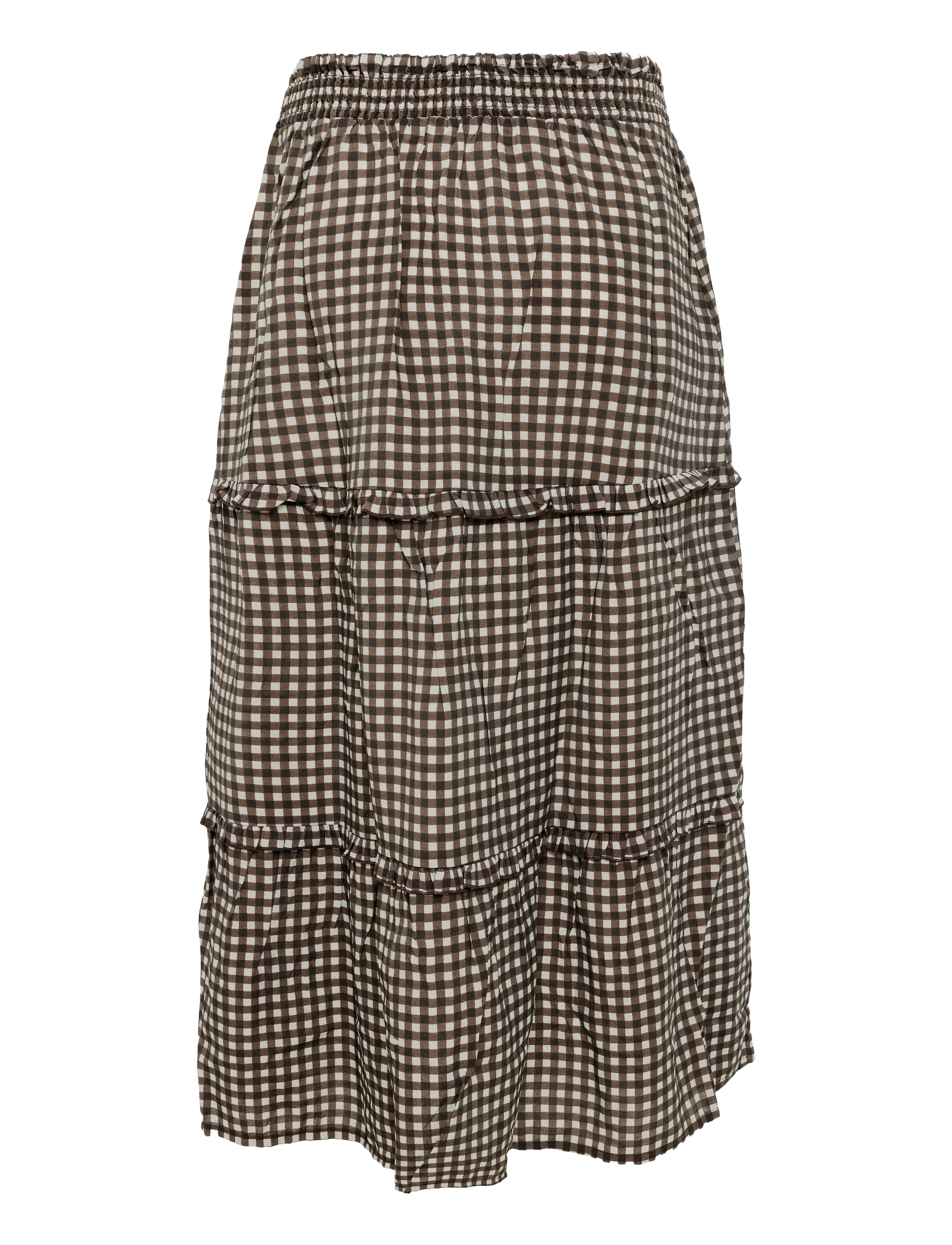 Bubbleroom - Frill Maxi Skirt - brown/checked - 2