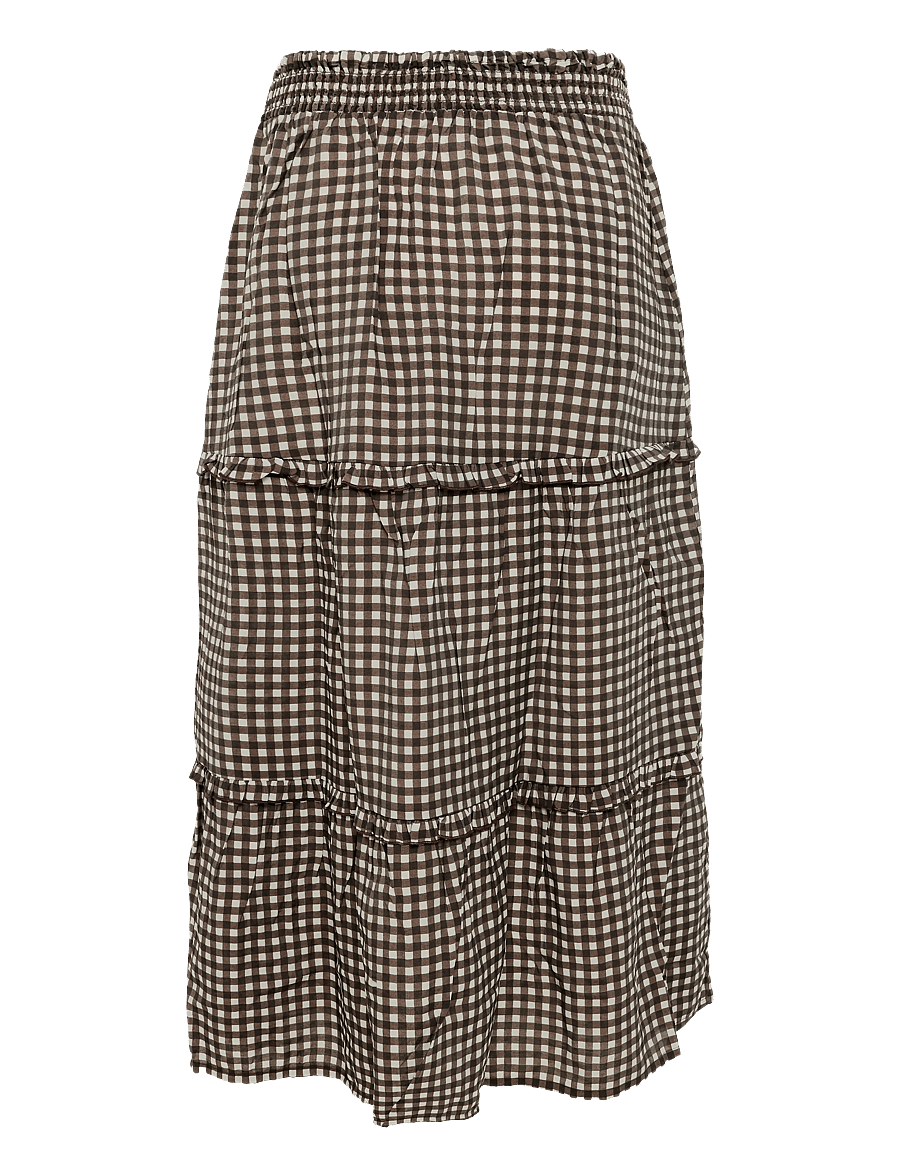 Bubbleroom - Frill Maxi Skirt - maxi röcke - brown/checked - 2