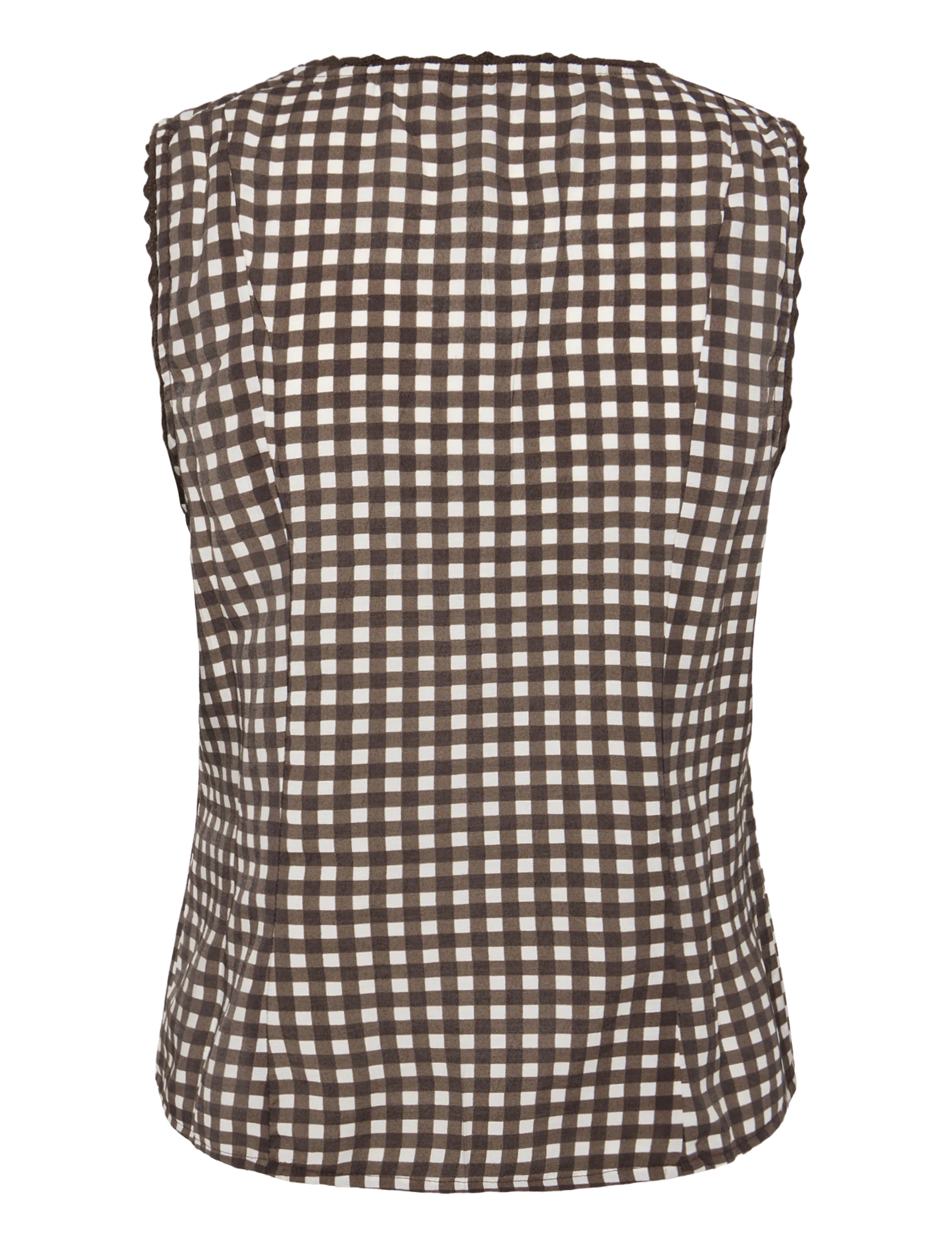 Bubbleroom - Lace Detail Shaped Vest - brown/checked - 2