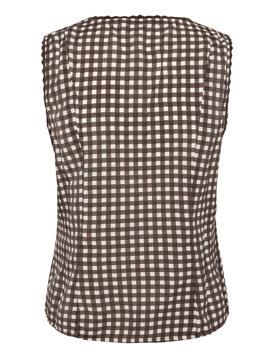 Bubbleroom - Lace Detail Shaped Vest - Ärmellose tops - brown/checked - 2