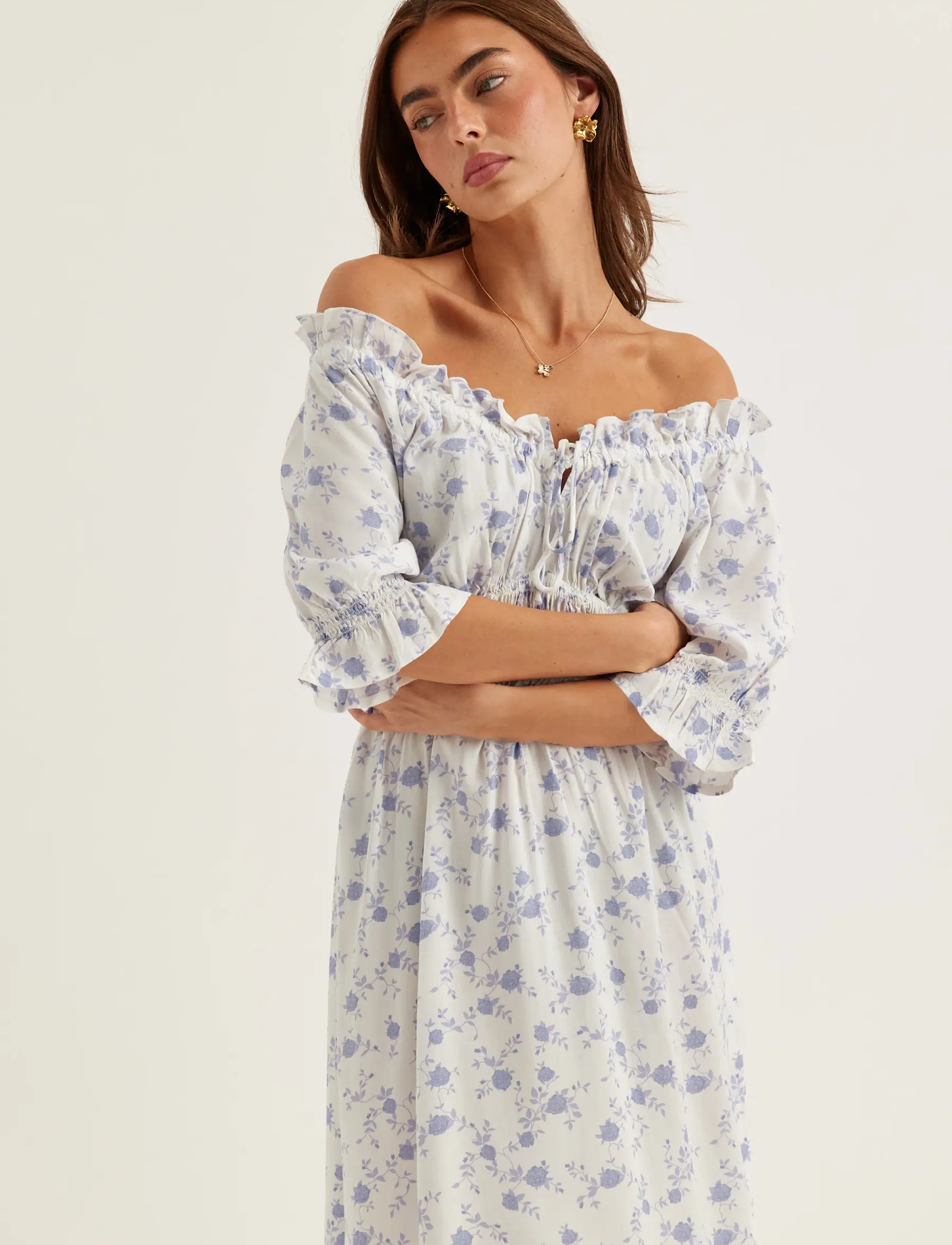 Bubbleroom Smock Maxi Dress, Kvinder, Smock Maxikjole, Cream, Str: 40