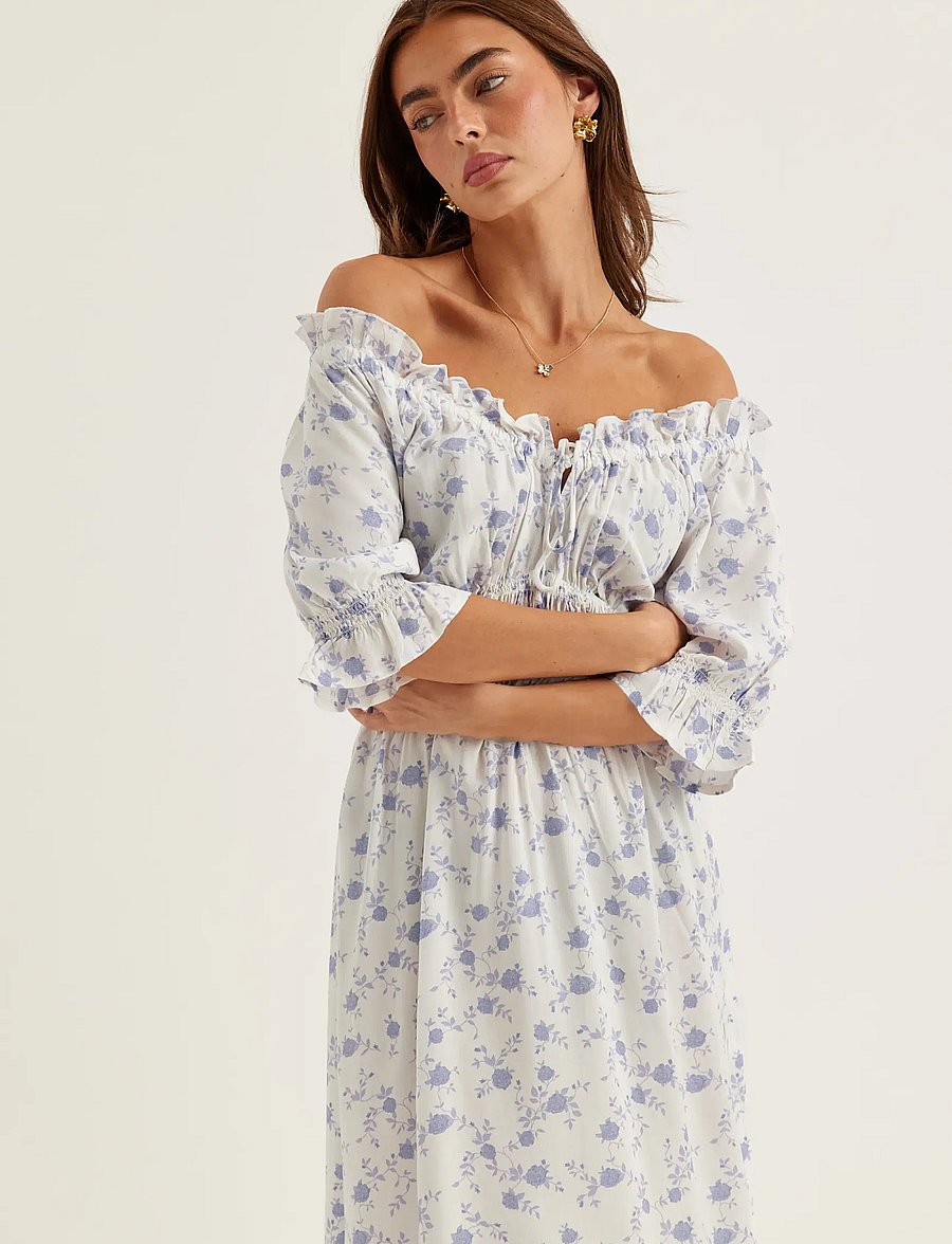 Bubbleroom - Smock Maxi Dress - sommarklänningar - lavender/patterned - 0