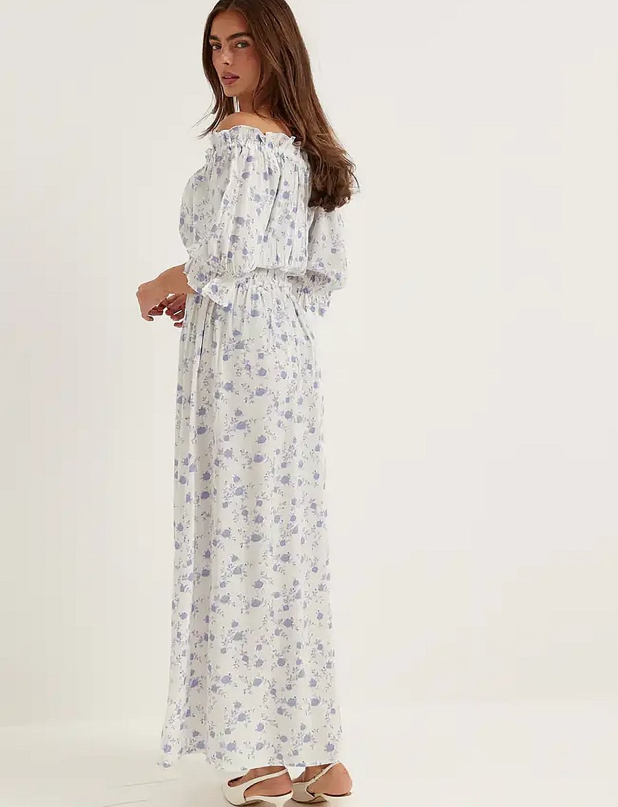 Bubbleroom - Smock Maxi Dress - sommarklänningar - lavender/patterned - 4