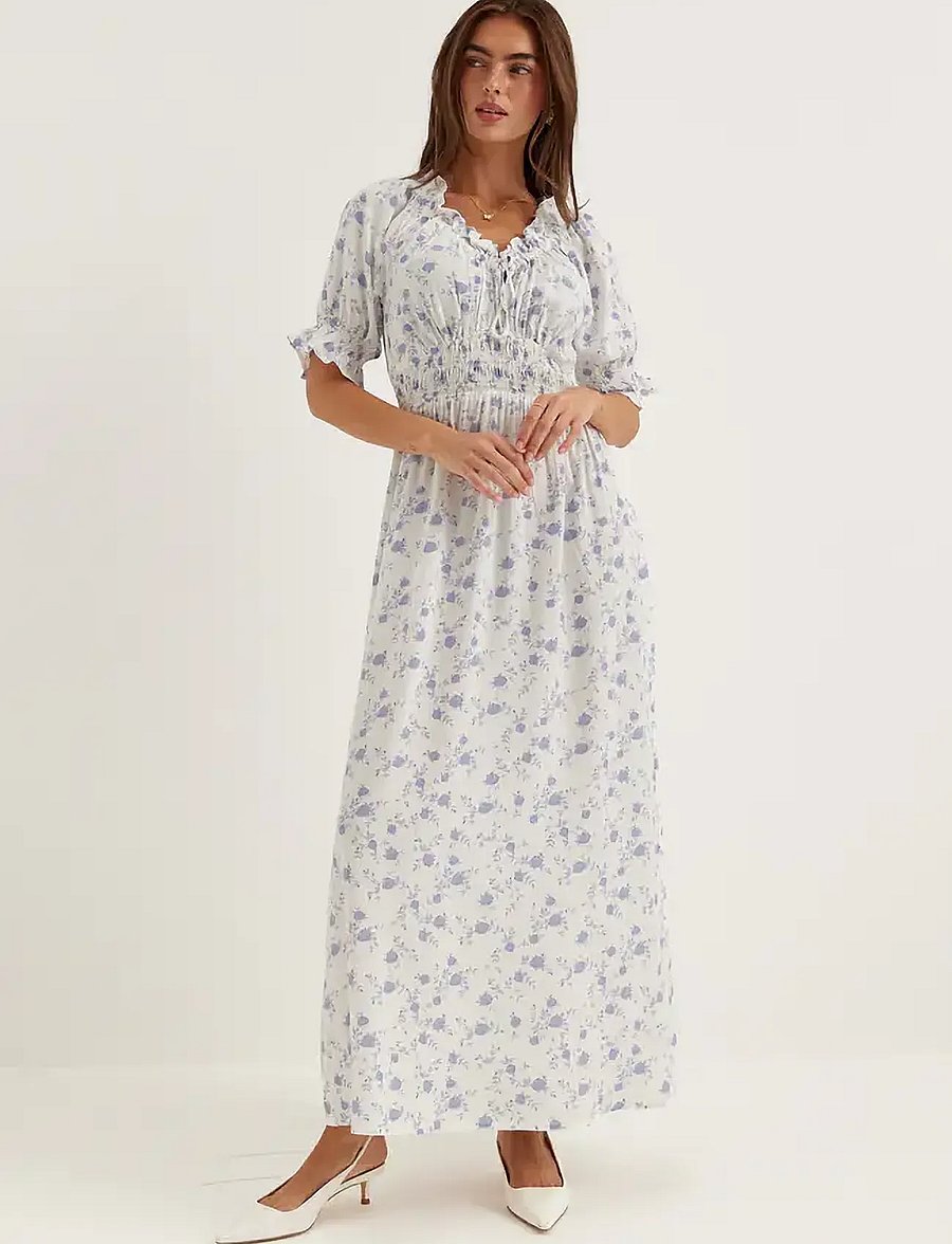 Bubbleroom - Smock Maxi Dress - sommarklänningar - lavender/patterned - 5