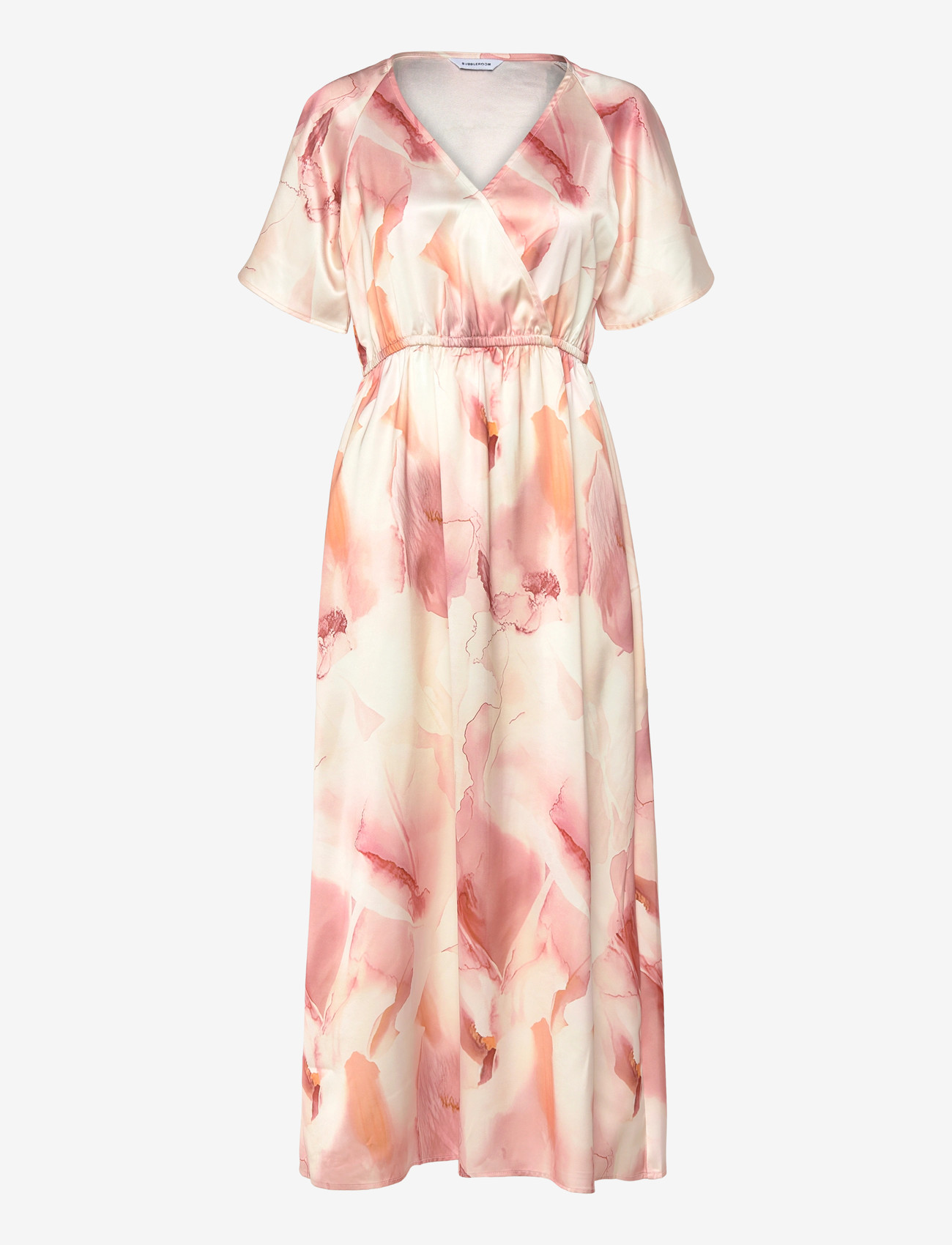 Bubbleroom - Satin Maxi Dress - slå-om-kjoler - beige/patterned - 1