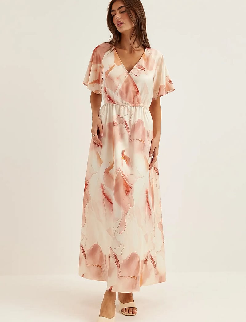 Bubbleroom - Satin Maxi Dress - slå-om-kjoler - beige/patterned - 3