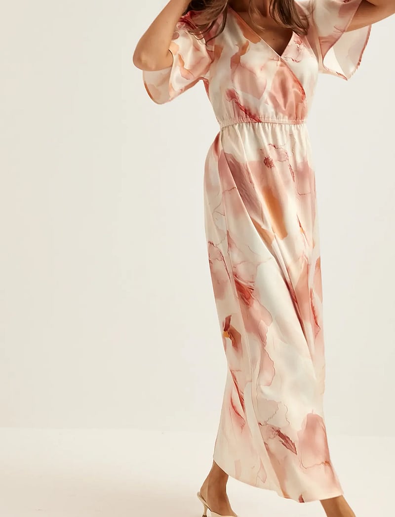Bubbleroom - Satin Maxi Dress - slå-om-kjoler - beige/patterned - 5