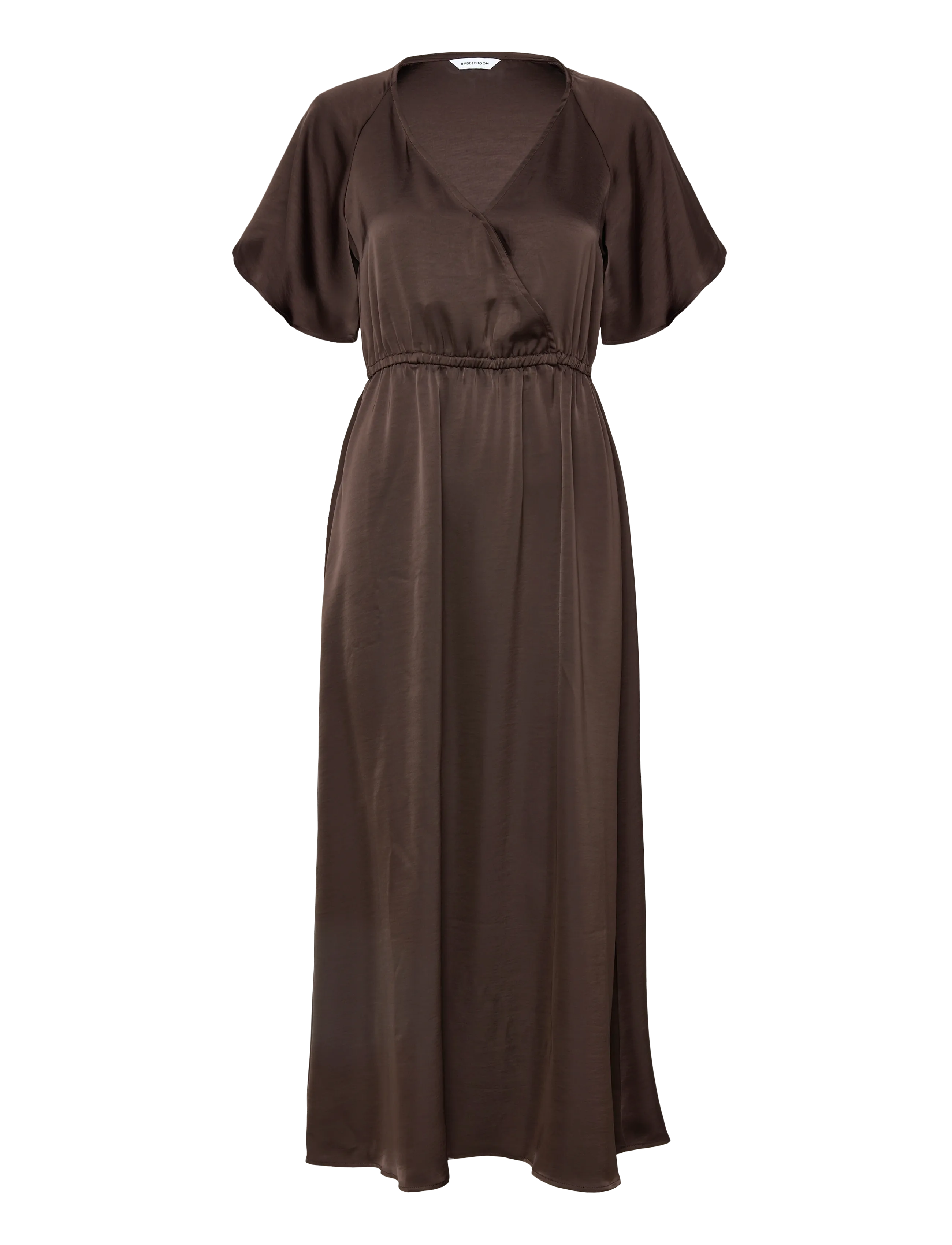 BUBBLEROOM Satin Maxi Kleid Braun - S - Damen