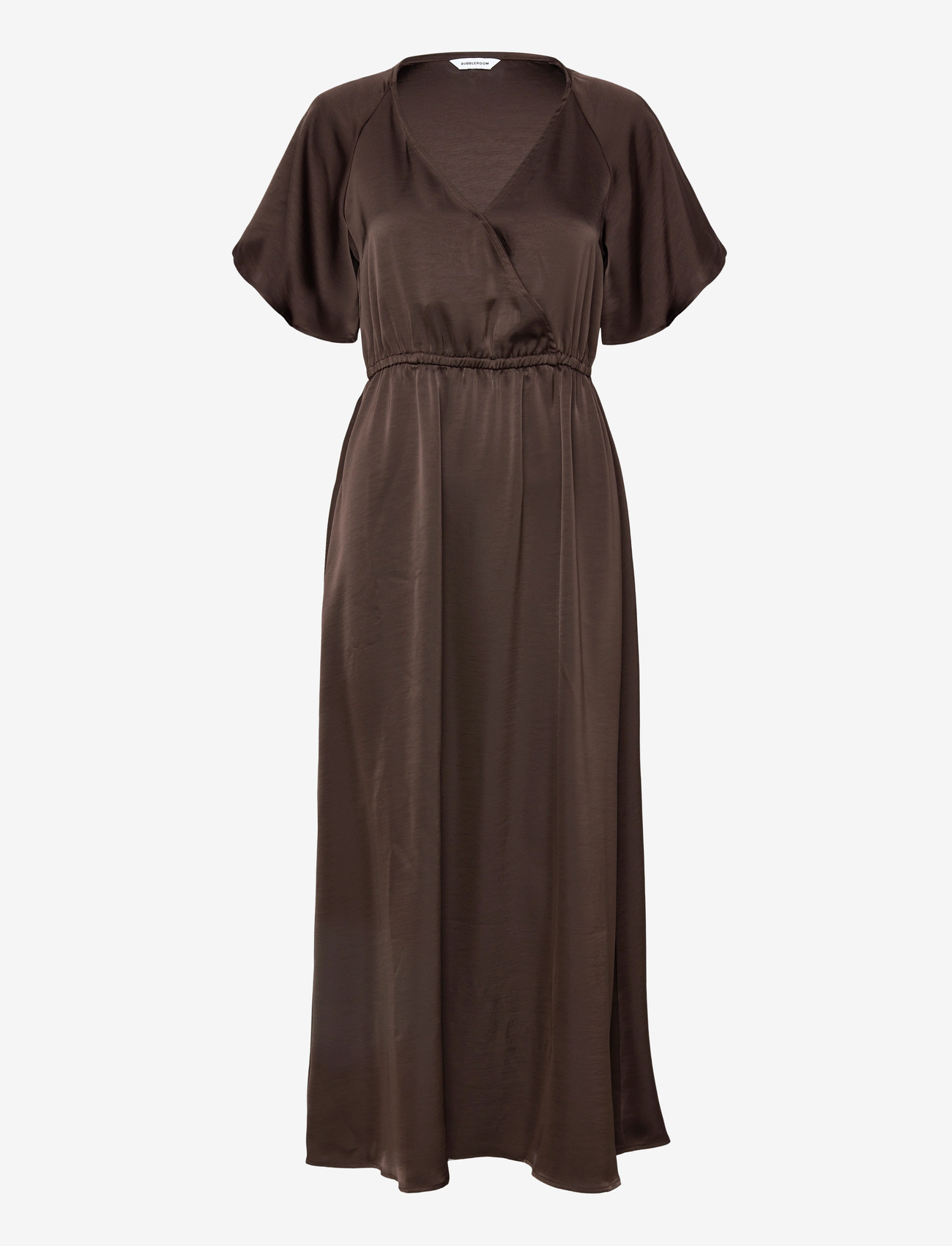 Bubbleroom - Satin Maxi Dress - wrap dresses - brown - 1