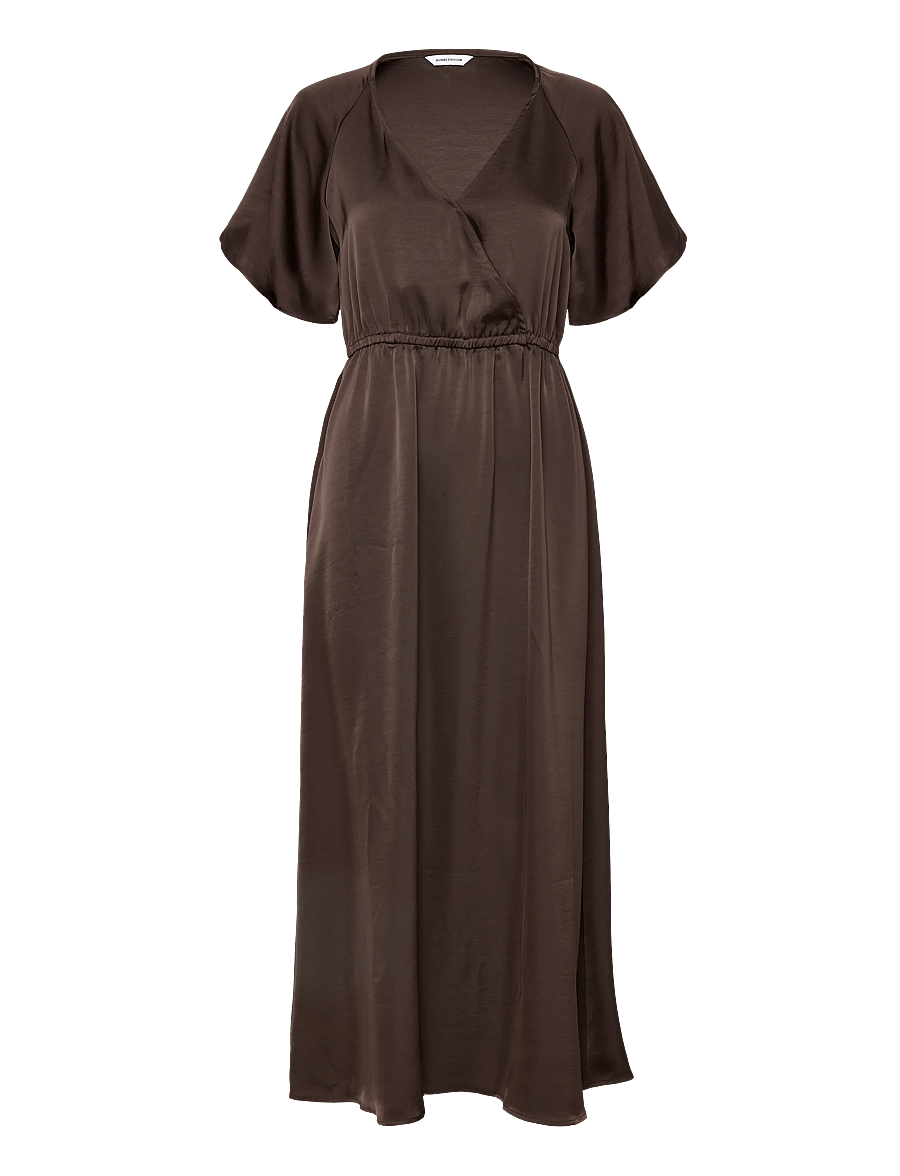 Bubbleroom - Satin Maxi Dress - sukienki kopertowe - brown - 1