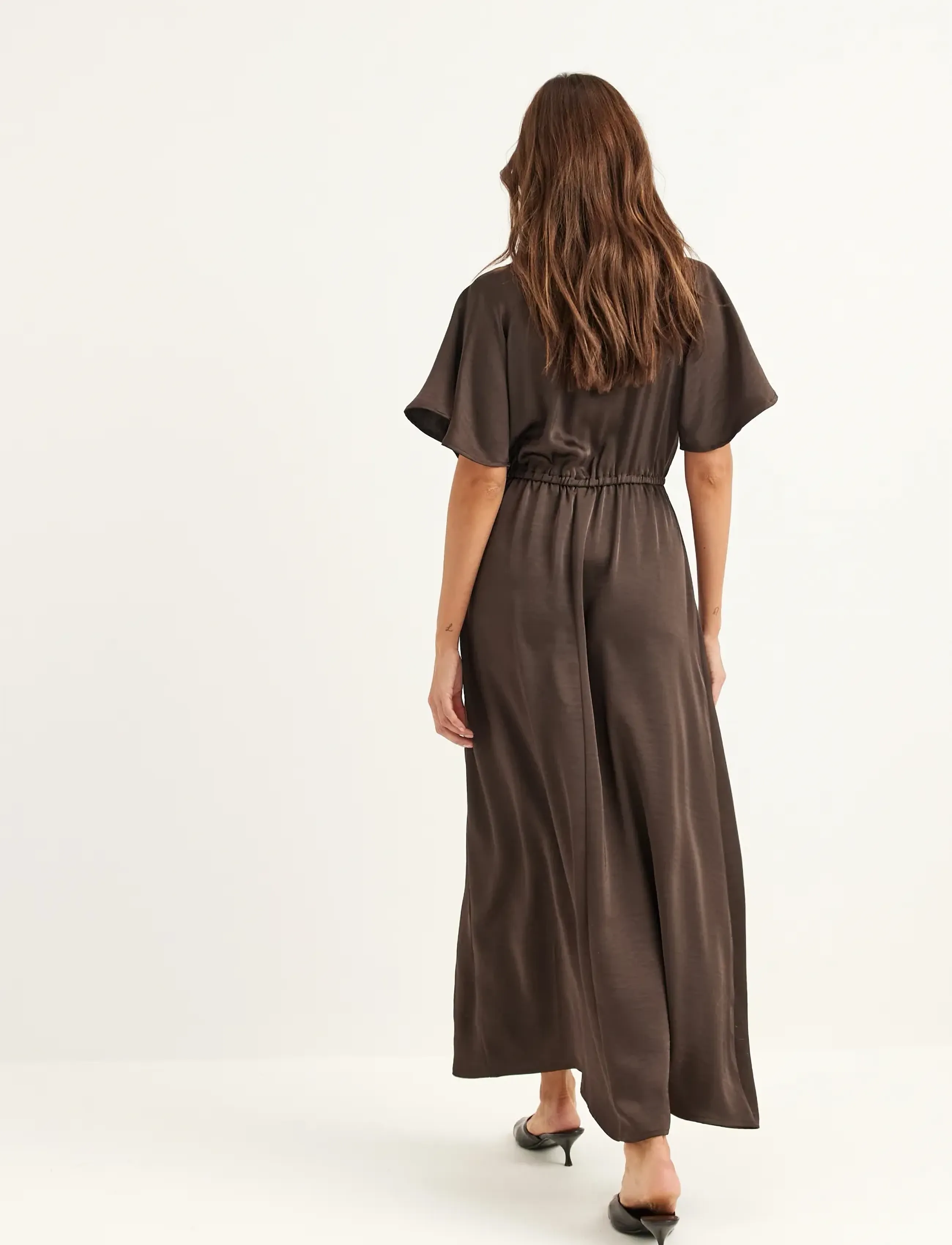 Bubbleroom - Satin Maxi Dress - sukienki kopertowe - brown - 5