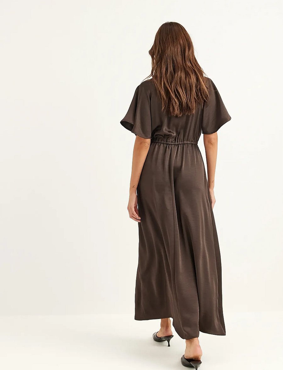 Bubbleroom - Satin Maxi Dress - sukienki kopertowe - brown - 5
