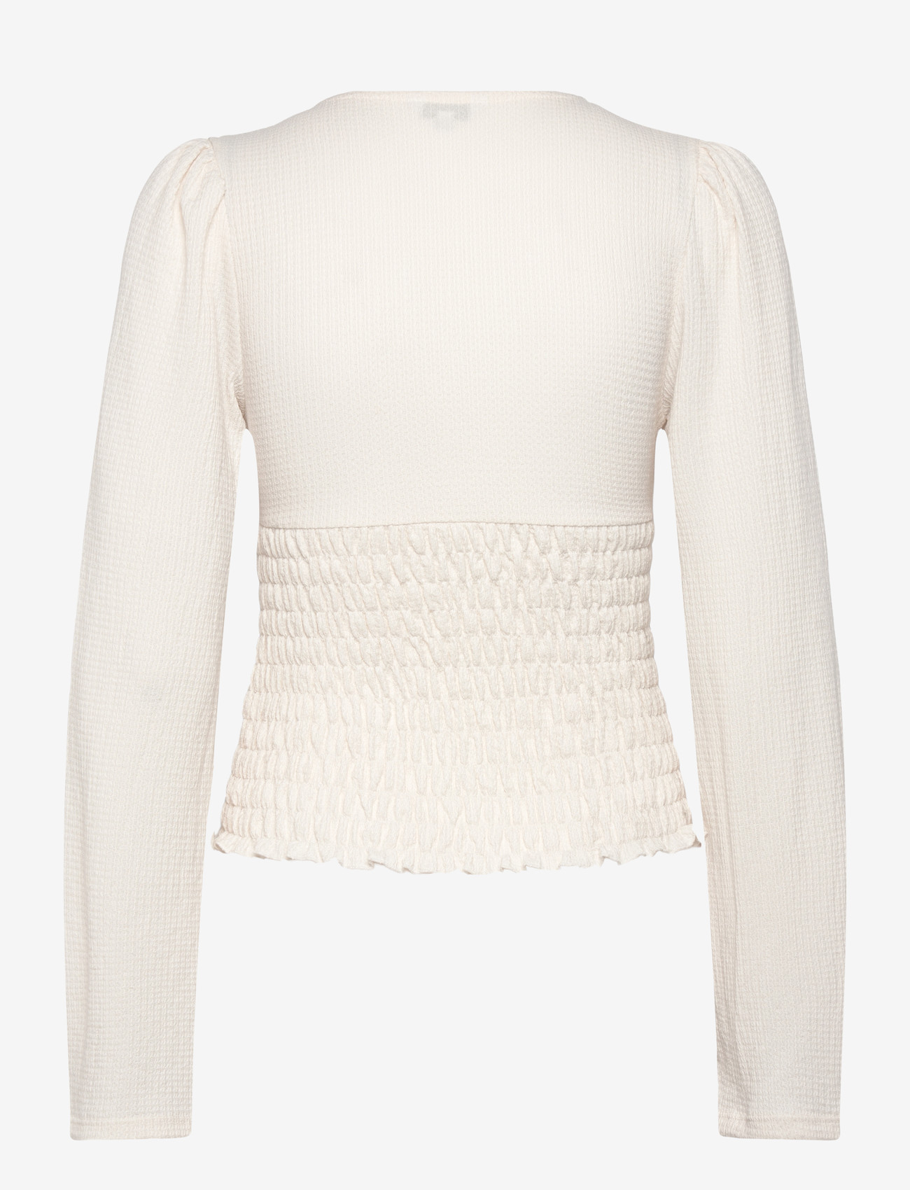 Bubbleroom - Structure Smock Top - long sleeved blouses - cream - 2