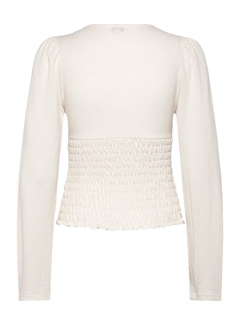 Bubbleroom - Structure Smock Top - long sleeved blouses - cream - 2