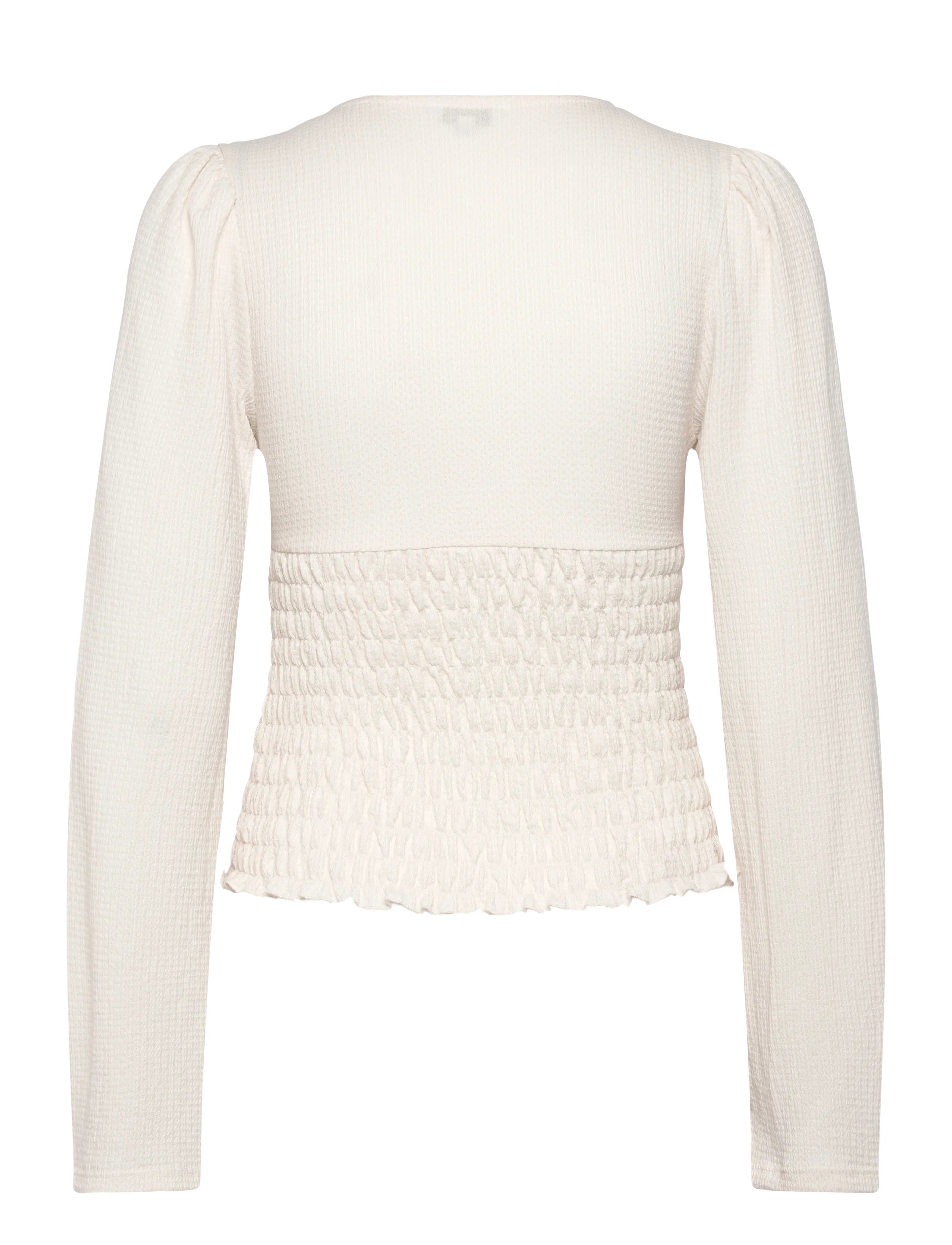 Bubbleroom - Structure Smock Top - långärmade blusar - cream - 2