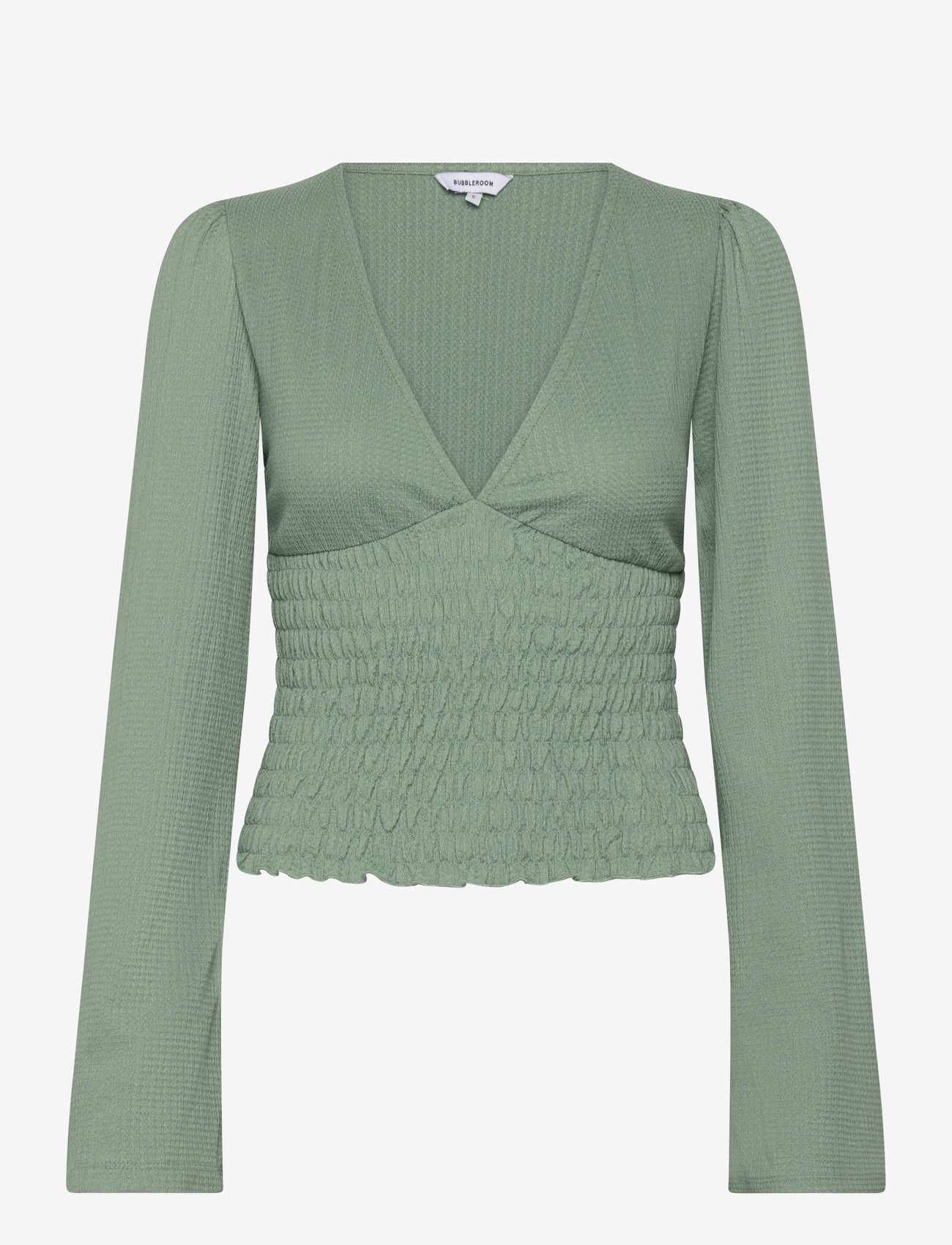 Bubbleroom - Structure Smock Top - langærmede bluser - dusty green - 1
