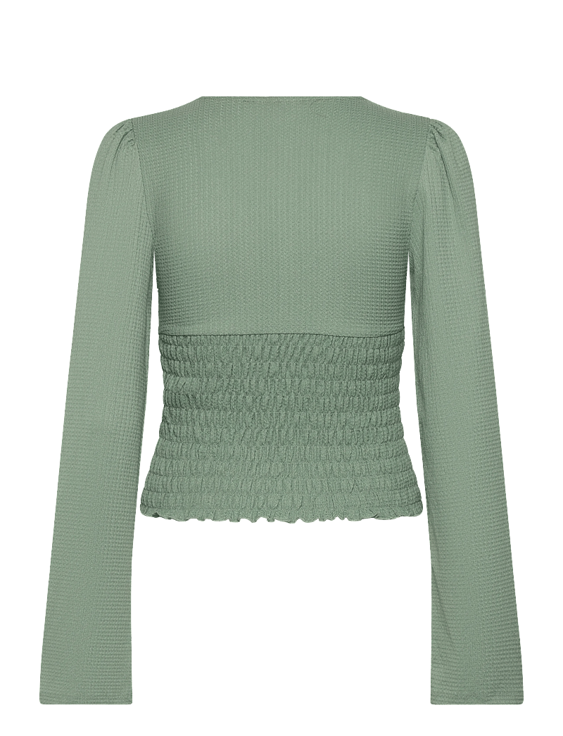 Bubbleroom - Structure Smock Top - langærmede bluser - dusty green - 2