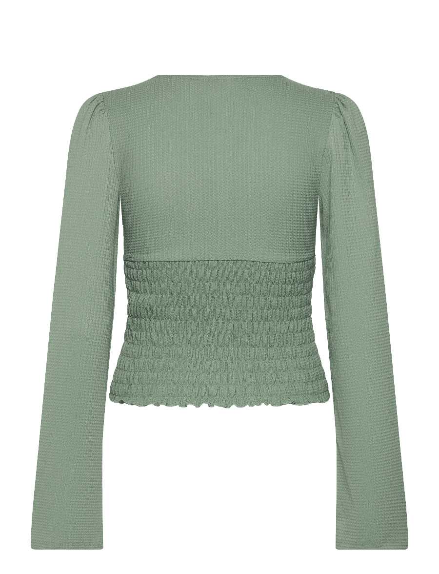 Bubbleroom - Structure Smock Top - langærmede bluser - dusty green - 2