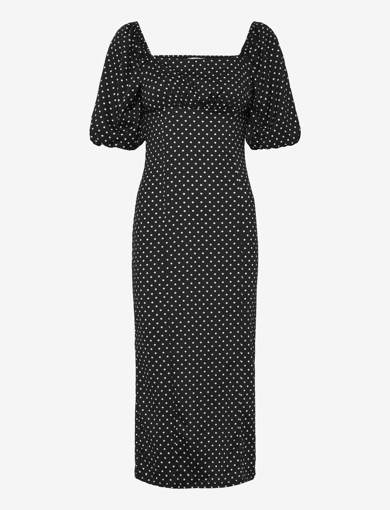 Bubbleroom - Volume Sleeve Midi Dress - midikleider - black/dotted - 1