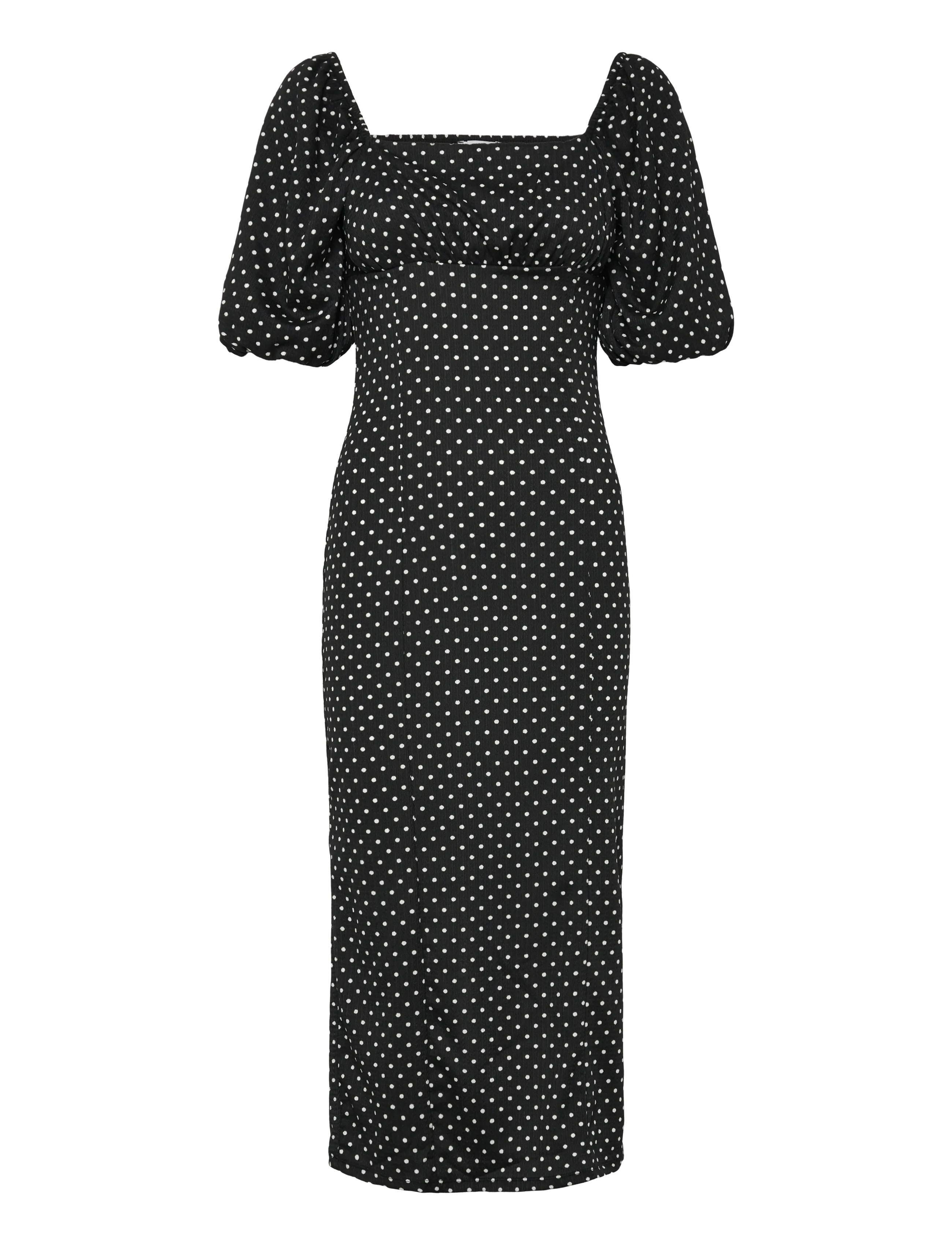 Bubbleroom Volume Sleeve Midi Dress - Kläder - BLACK/DOTTED / multi