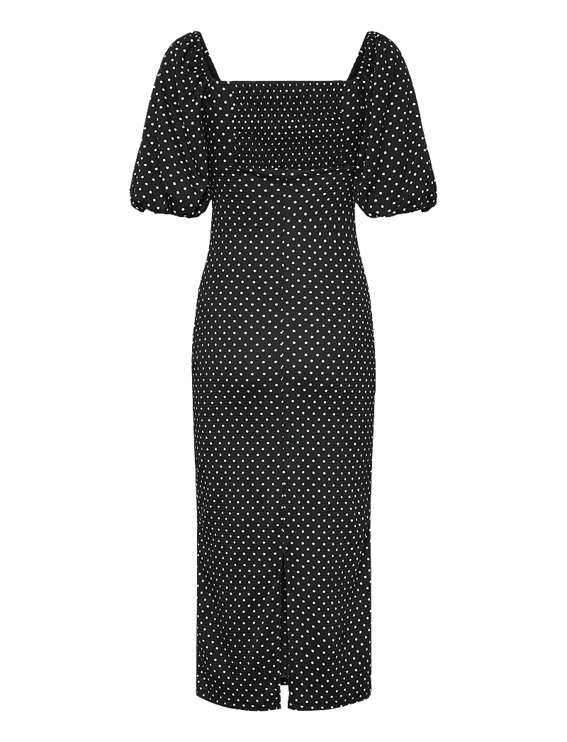 Bubbleroom - Volume Sleeve Midi Dress - midikleider - black/dotted - 2