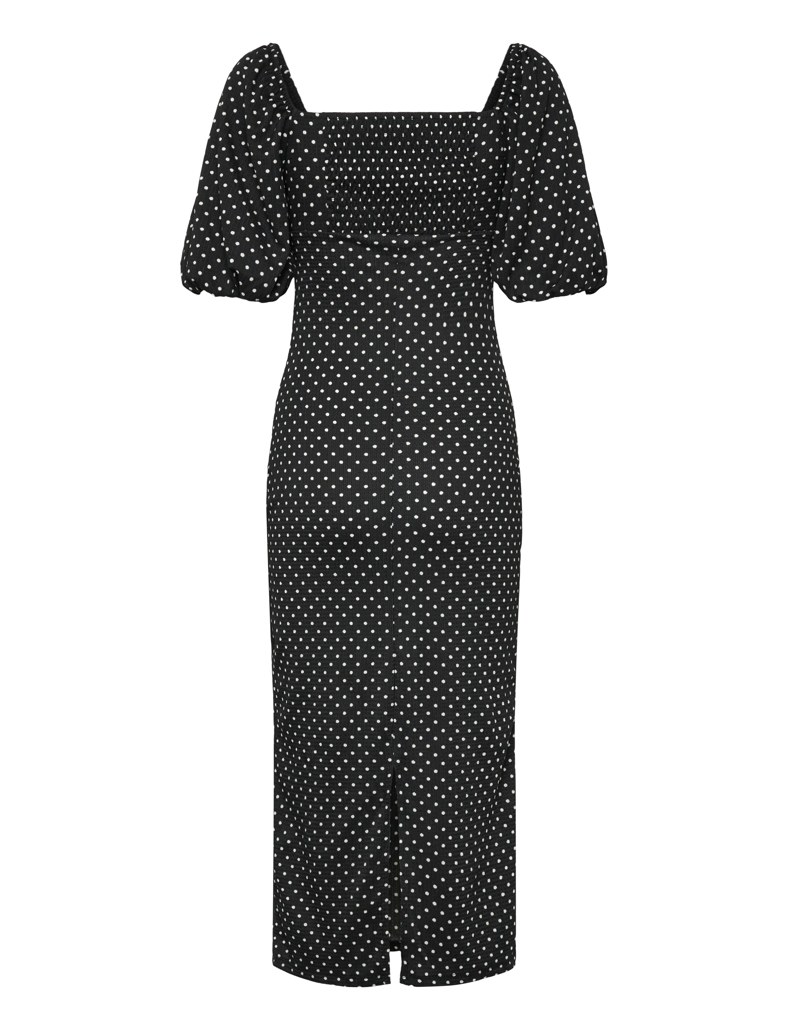 Bubbleroom - Volume Sleeve Midi Dress - midikleidid - black/dotted - 2