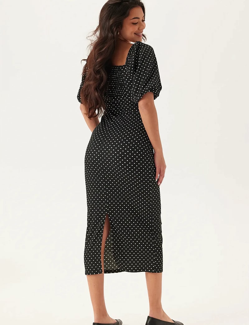Bubbleroom - Volume Sleeve Midi Dress - midikleider - black/dotted - 4
