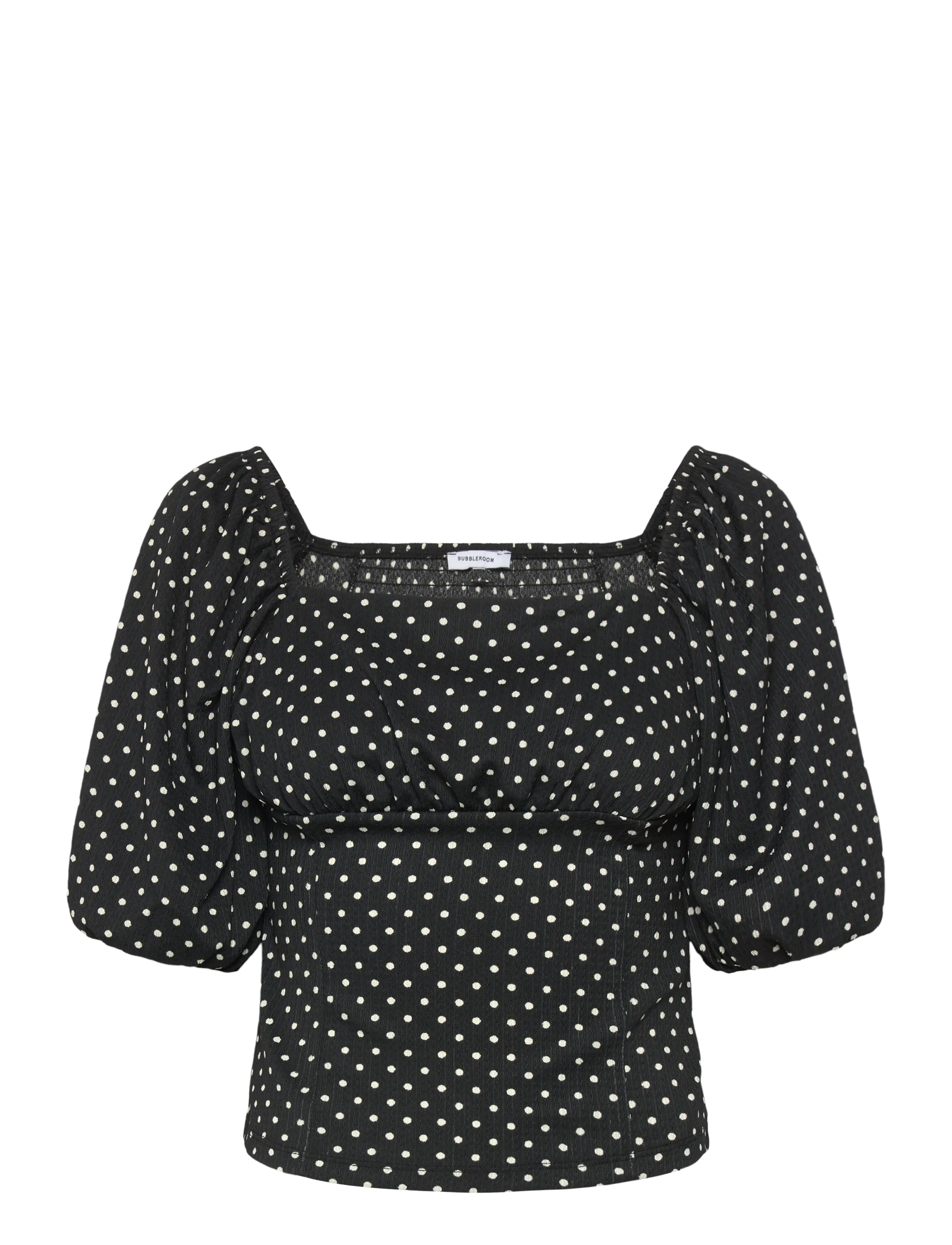 Bubbleroom Volume Sleeve Top - Visa allt - BLACK/DOTTED / black