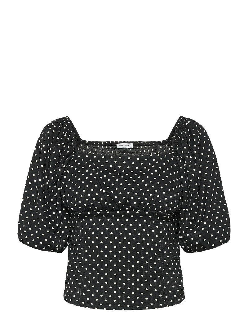 Bubbleroom - Volume Sleeve Top - lühikeste varrukatega pluusid - black/dotted - 1