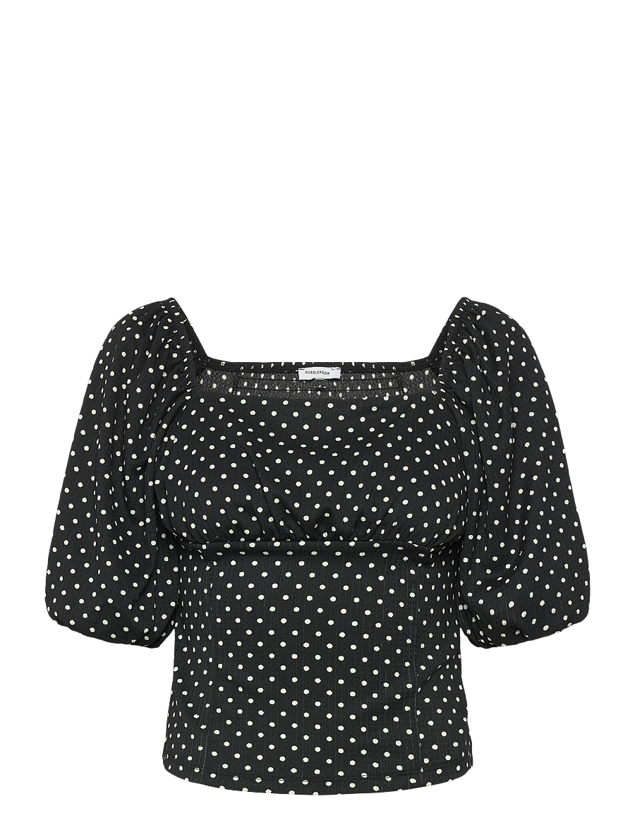 Bubbleroom - Volume Sleeve Top - kortärmade blusar - black/dotted - 1