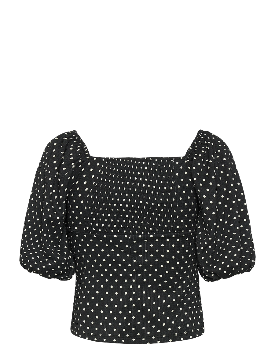 Bubbleroom - Volume Sleeve Top - kortärmade blusar - black/dotted - 2