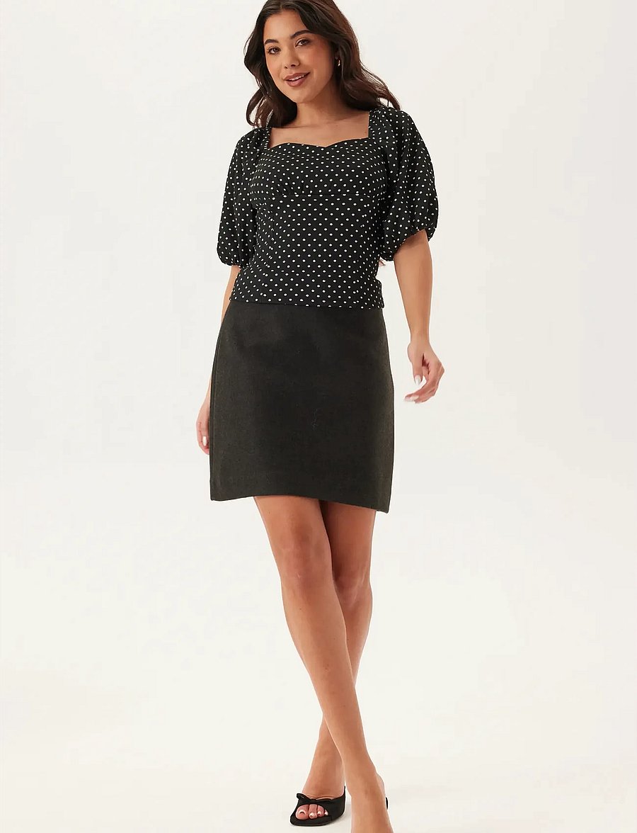 Bubbleroom - Volume Sleeve Top - kortärmade blusar - black/dotted - 4