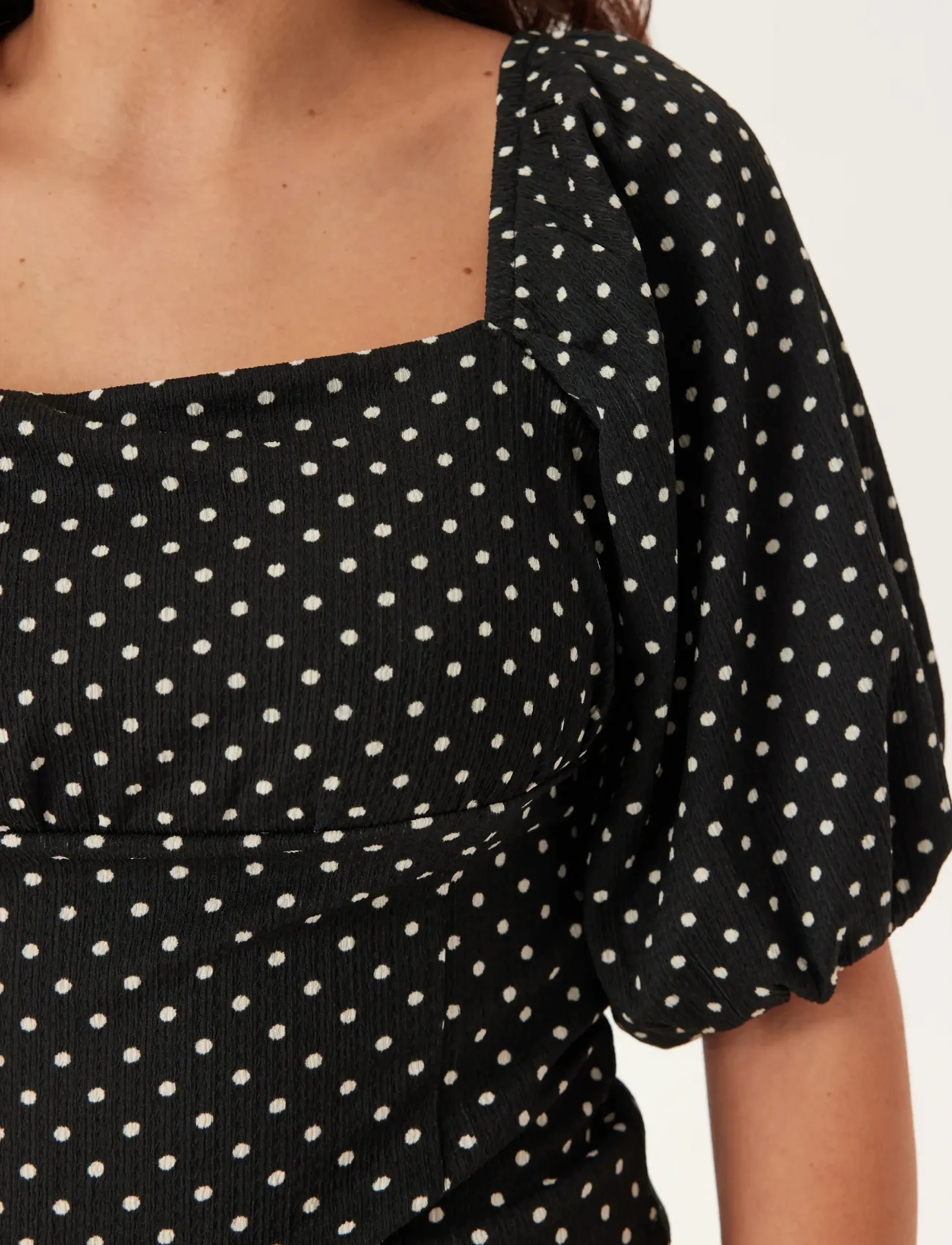 Bubbleroom - Volume Sleeve Top - kurzämlige blusen - black/dotted - 5