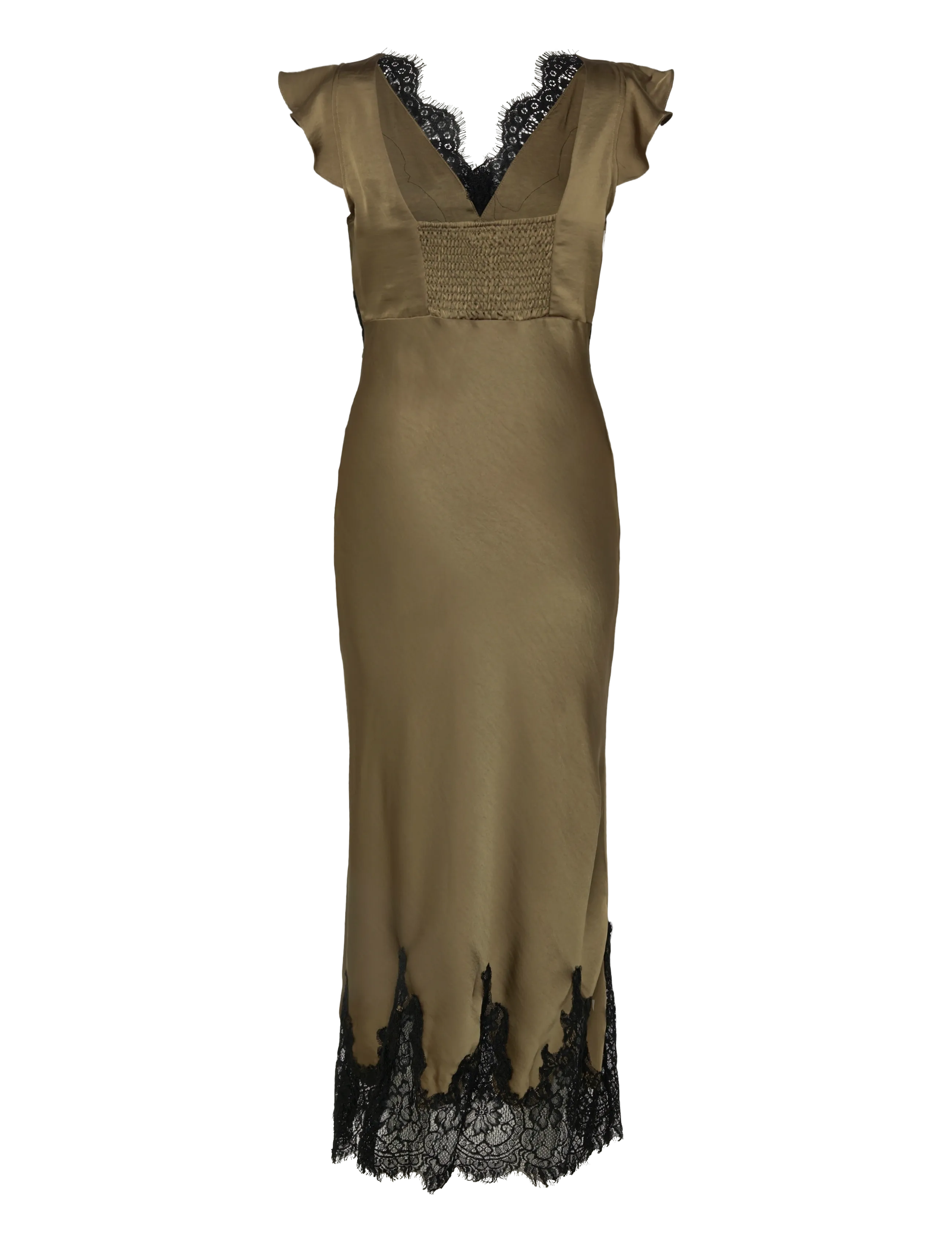 Bubbleroom - Lace Satin Maxi Dress - abendkleider - olive green - 2