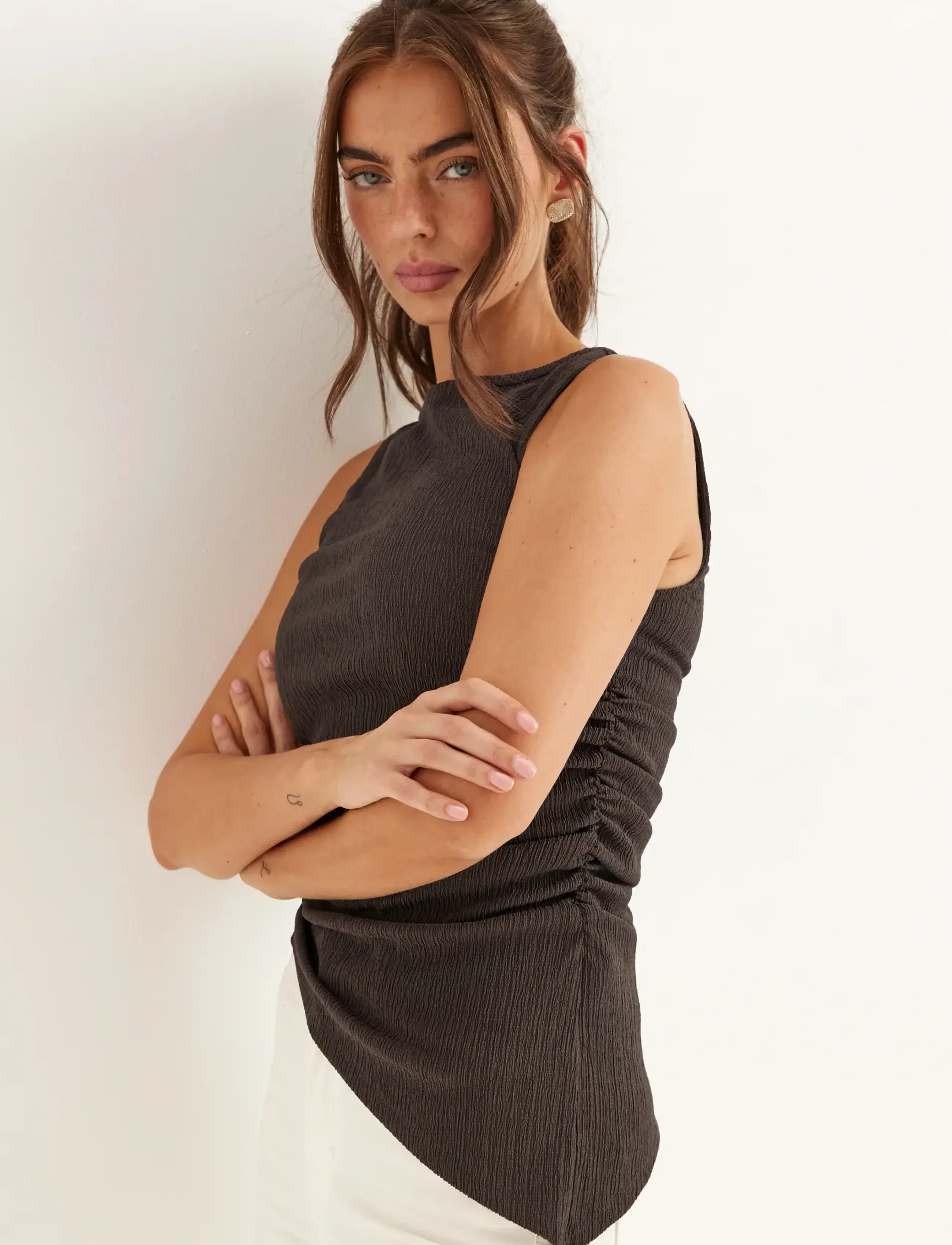 Bubbleroom - Structure Tank Top - Ärmellose tops - brown - 3