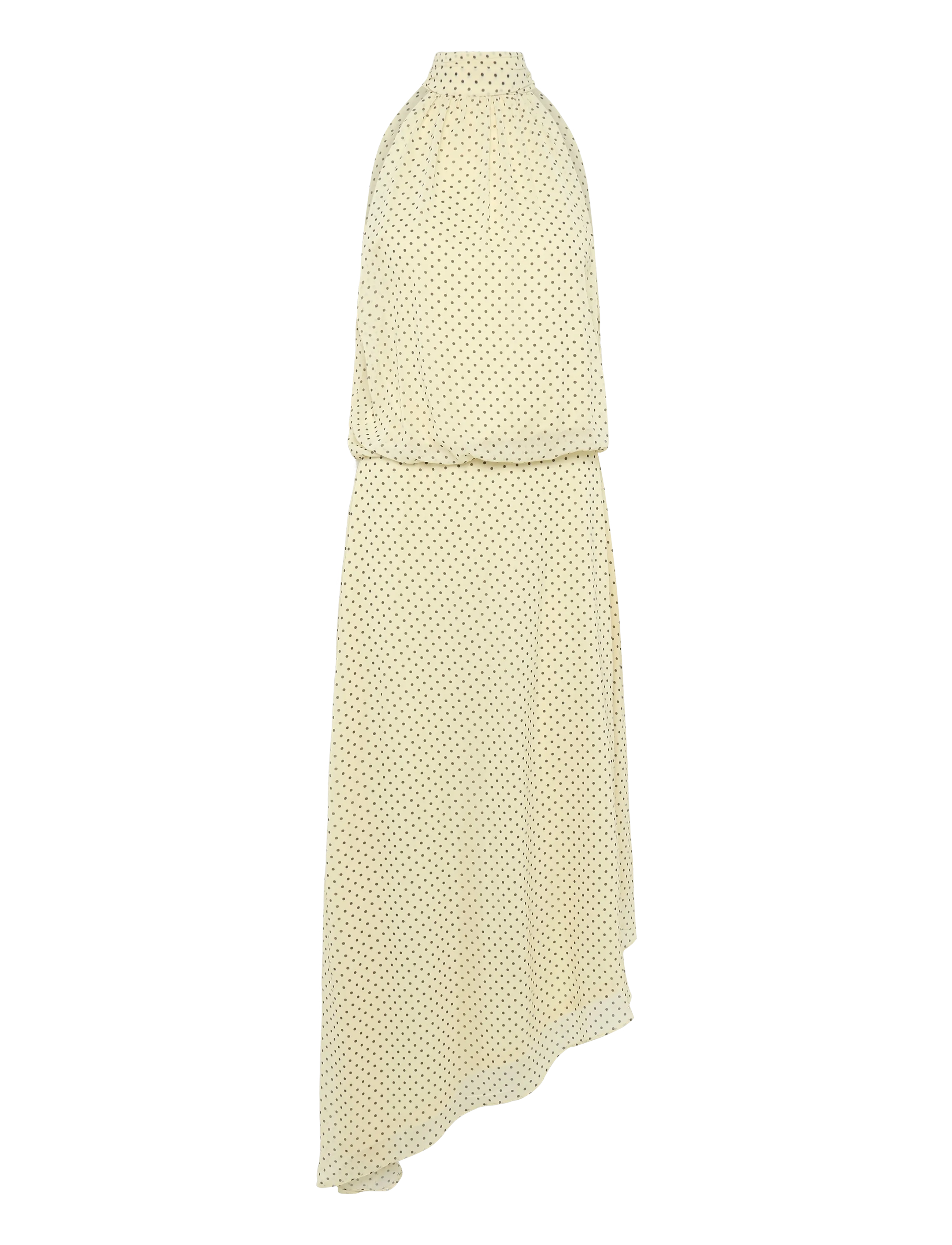 BUBBLEROOM Asymmetric Chiffon Halterneck Kleid Gelb - S - Damen