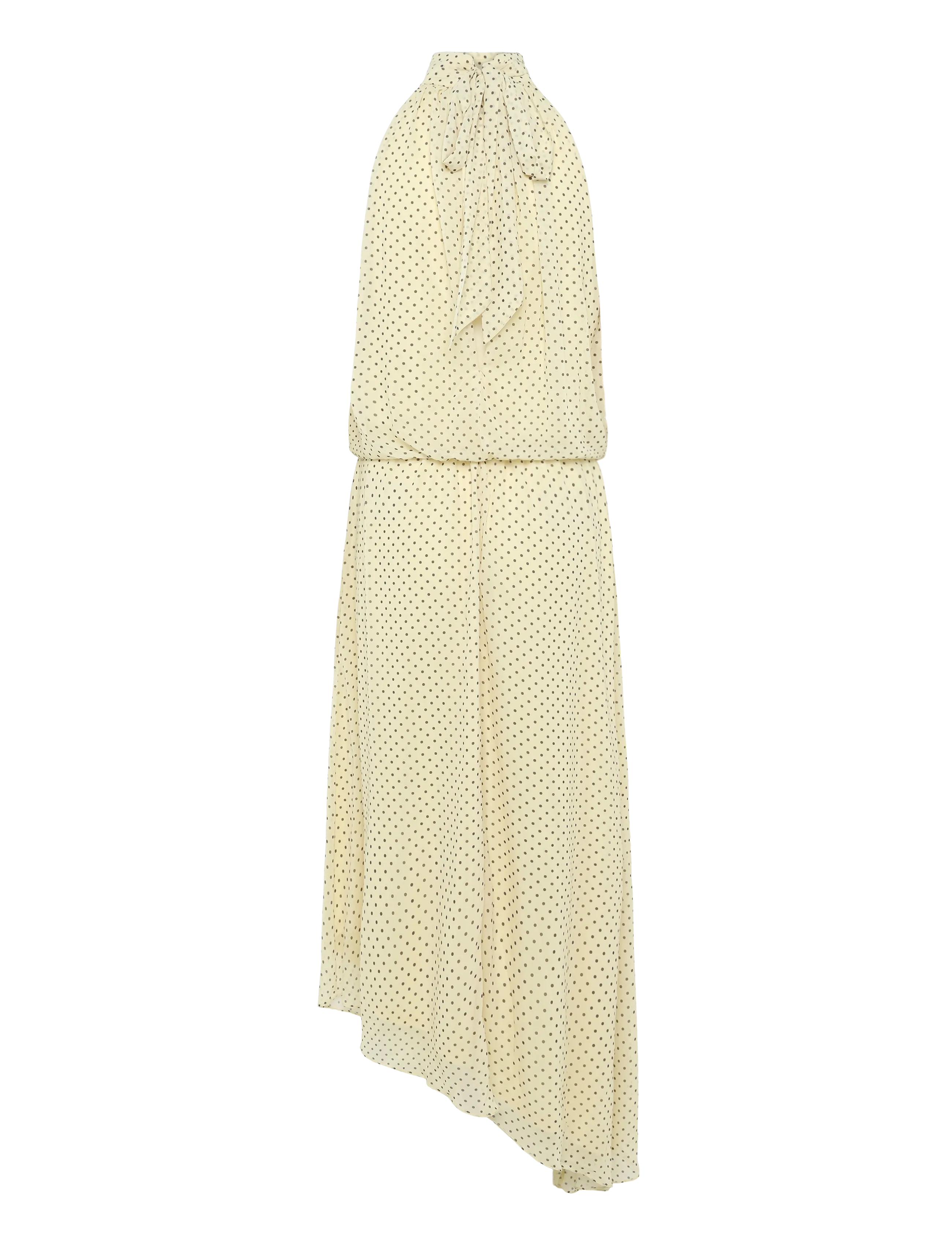 Bubbleroom - Asymmetric Chiffon Halterneck Dress - maxikleider - light yellow/patterned - 2