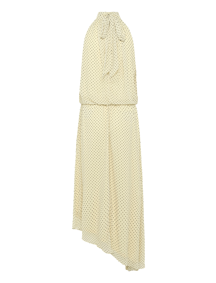 Bubbleroom - Asymmetric Chiffon Halterneck Dress - maxikleider - light yellow/patterned - 2
