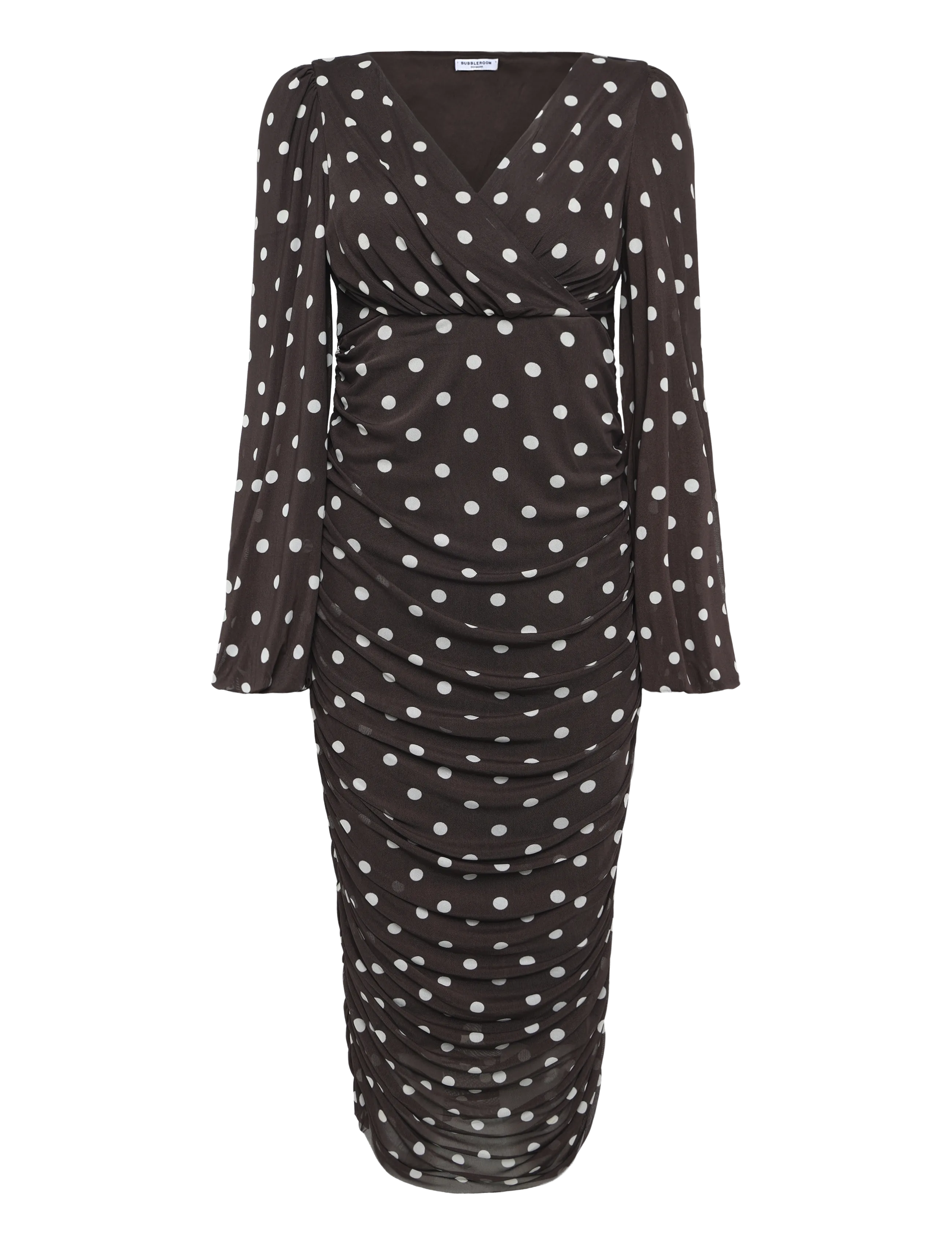 Bubbleroom - Mesh Wrap Ankle Dress - wickelkleider - brown/patterned - 1