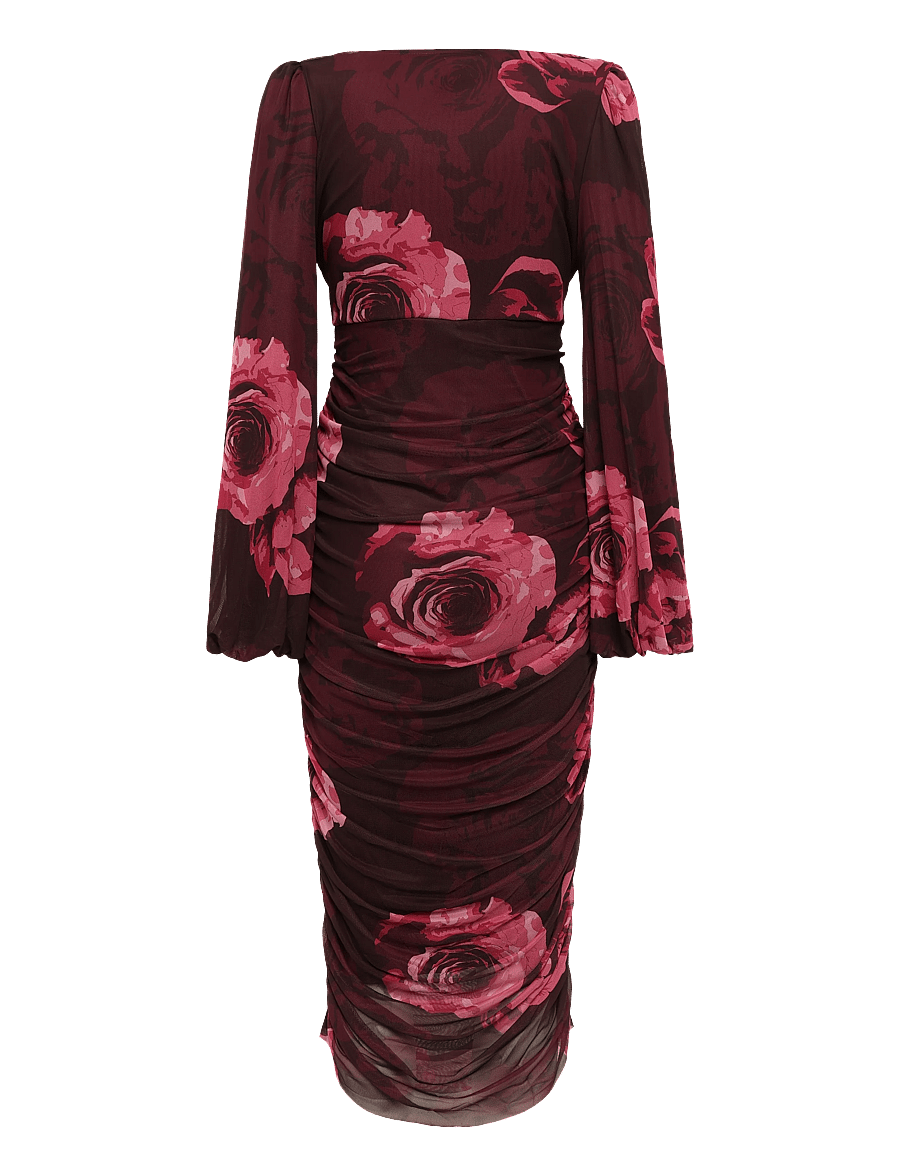 Bubbleroom - Mesh Wrap Ankle Dress - wickelkleider - pink/floral - 2