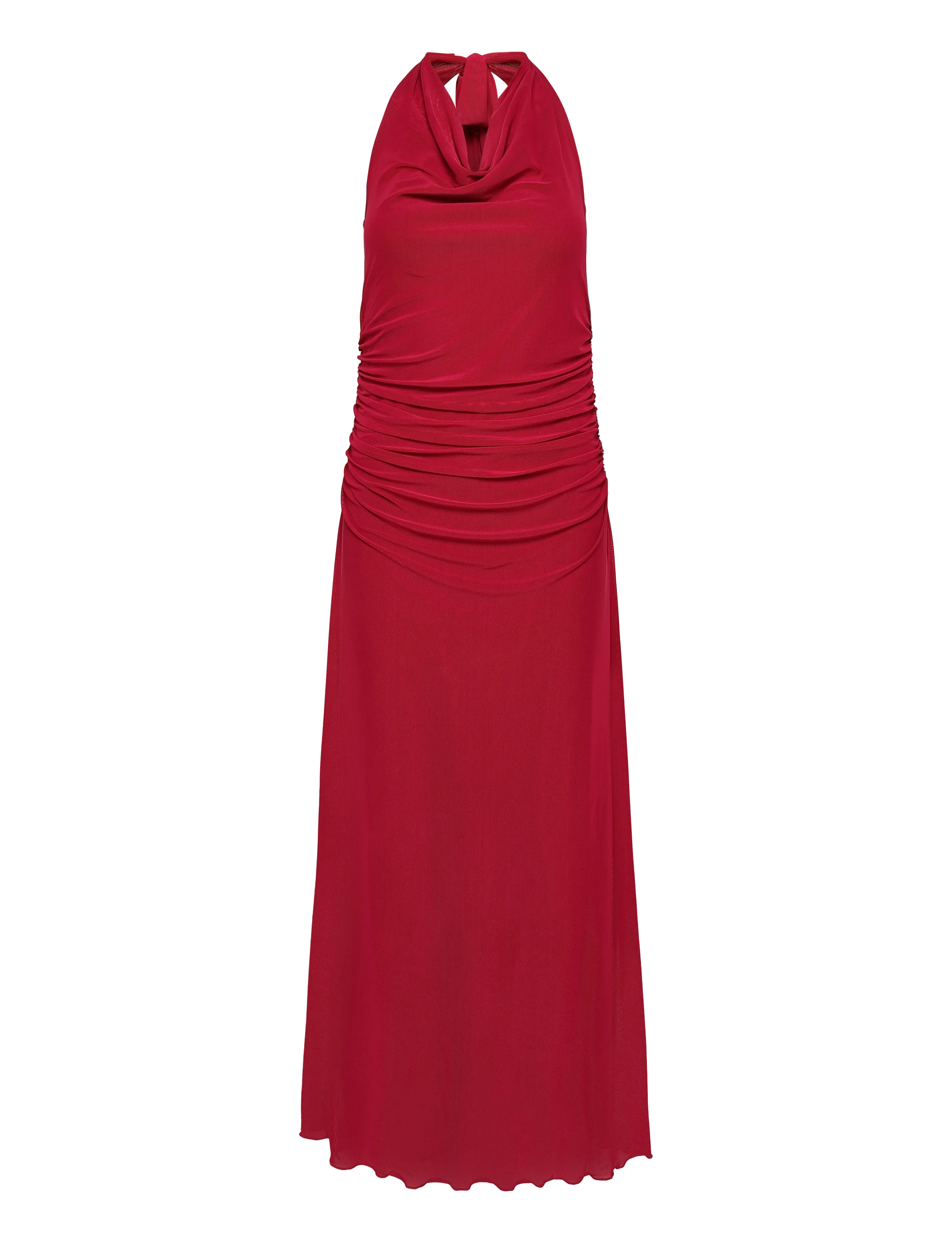 BUBBLEROOM Drapy Halterneck Mesh Kleid Rot - S - Damen