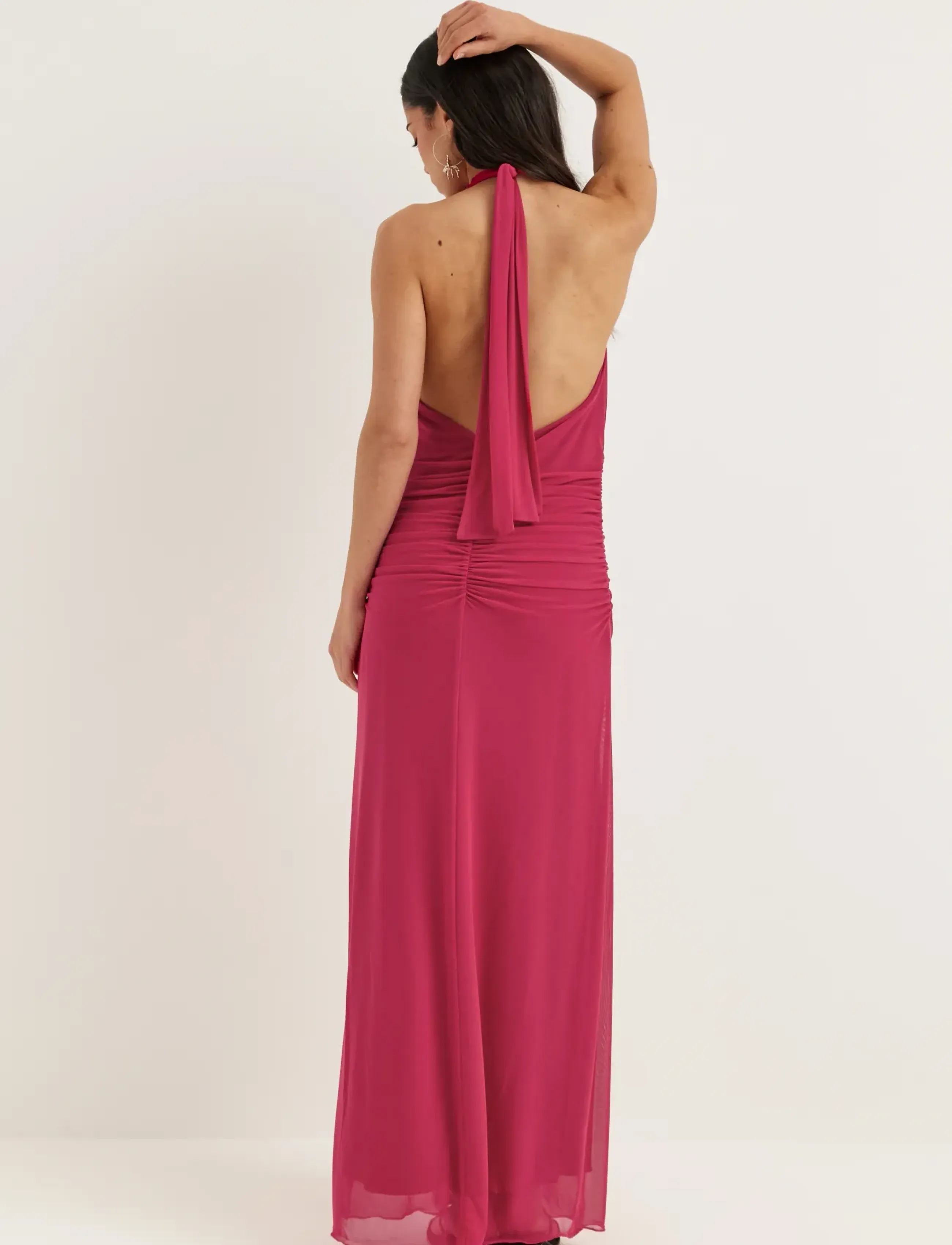 BUBBLEROOM Drapy Halterneck Mesh Dress maxiklänningar dam – bild 5