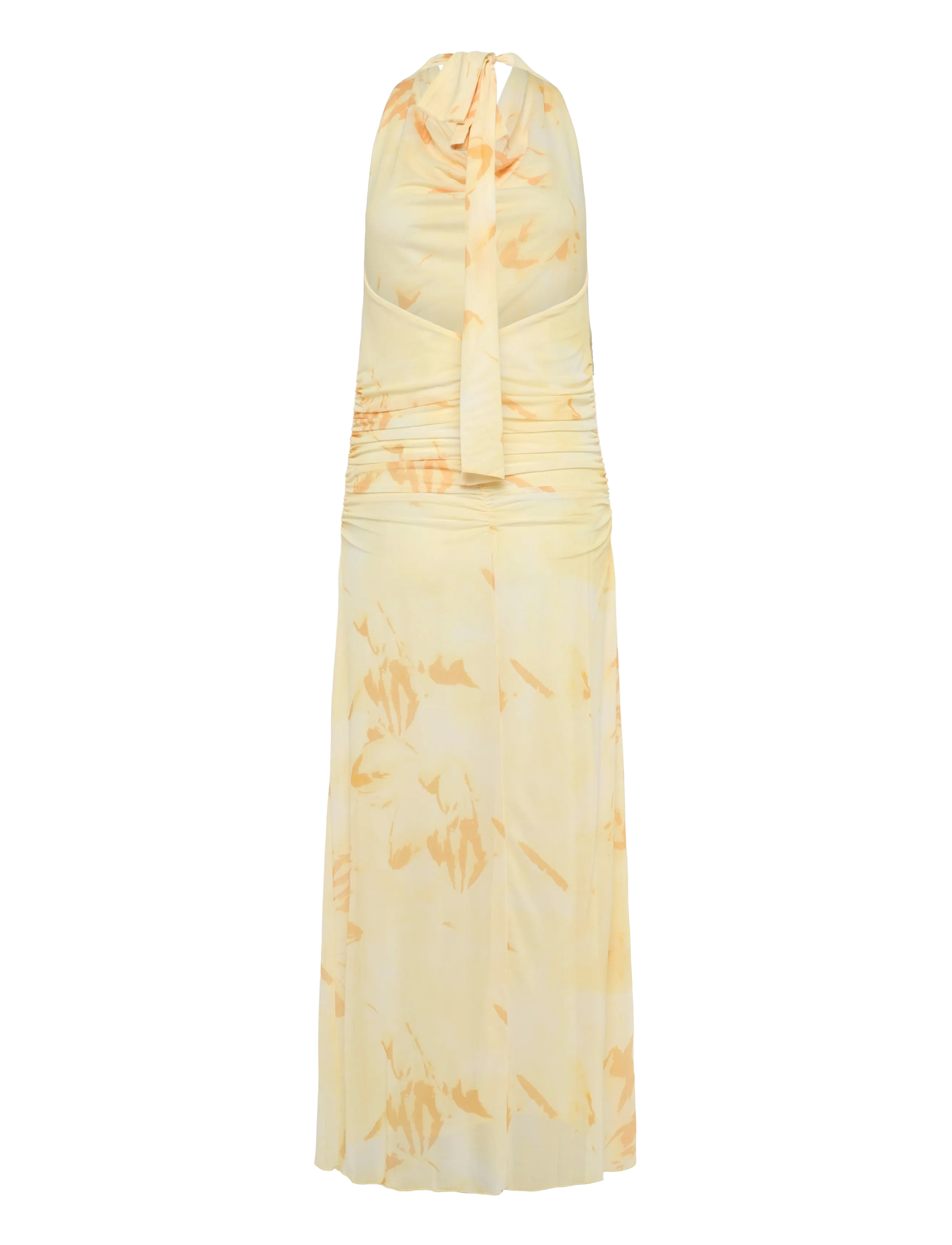 Bubbleroom - Drapy Halterneck Mesh Dress - light yellow/patterned - 2