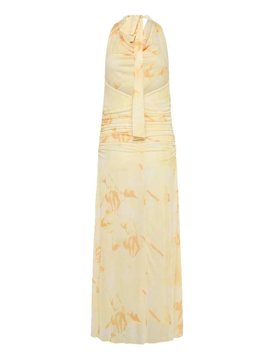 Bubbleroom - Drapy Halterneck Mesh Dress - abendkleider - light yellow/patterned - 2