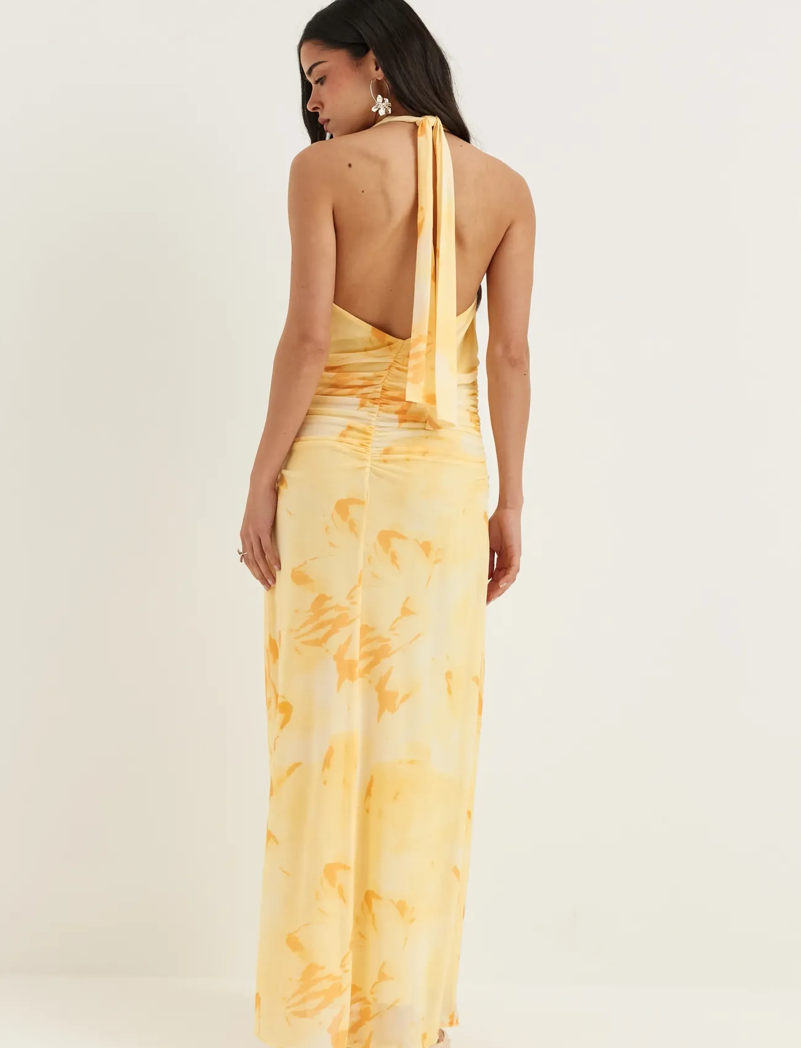BUBBLEROOM Drapy Halterneck Mesh Dress maxiklänningar dam – bild 5