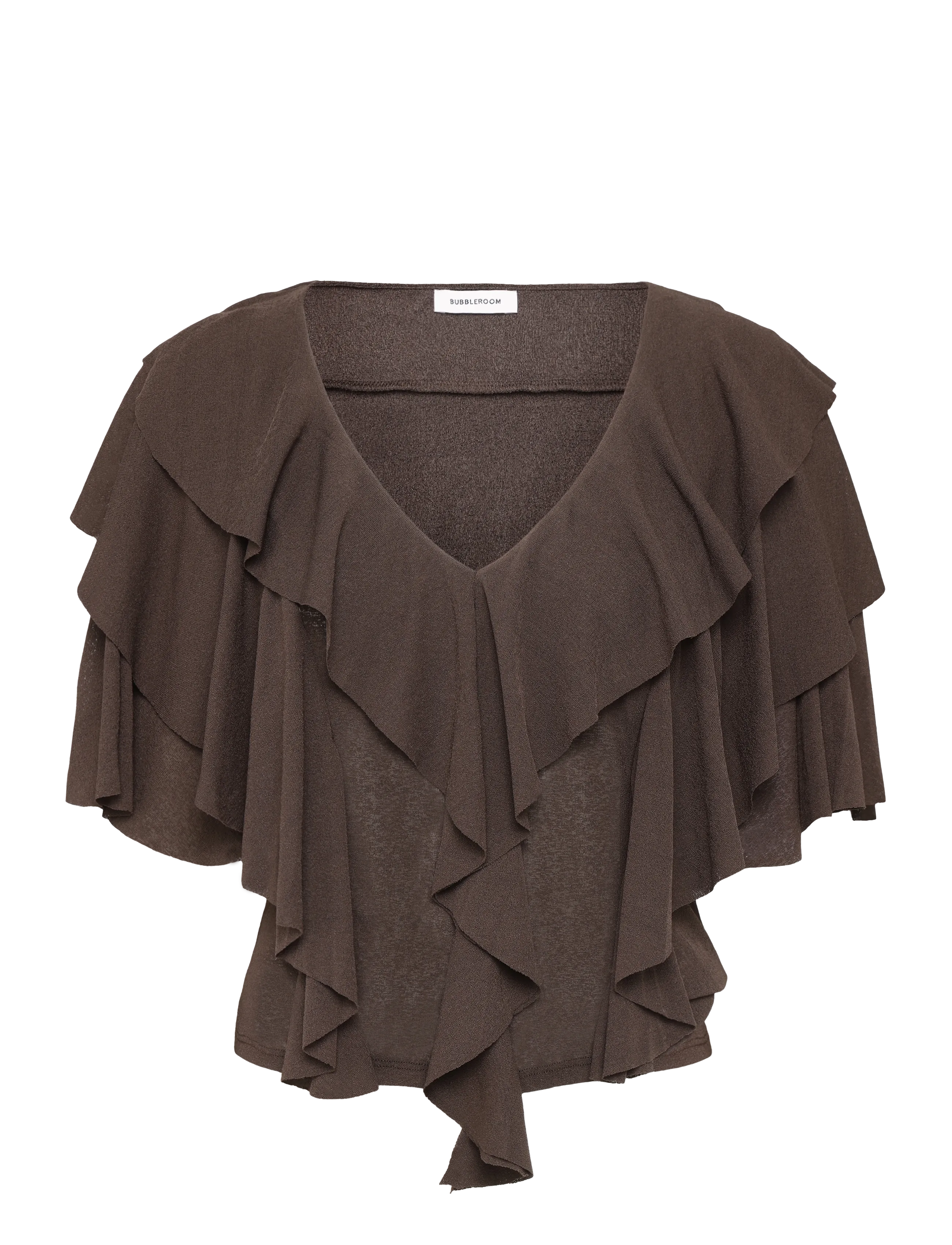 Bubbleroom Flounce Top - Tänapäevane naiselikkus - BROWN / brown