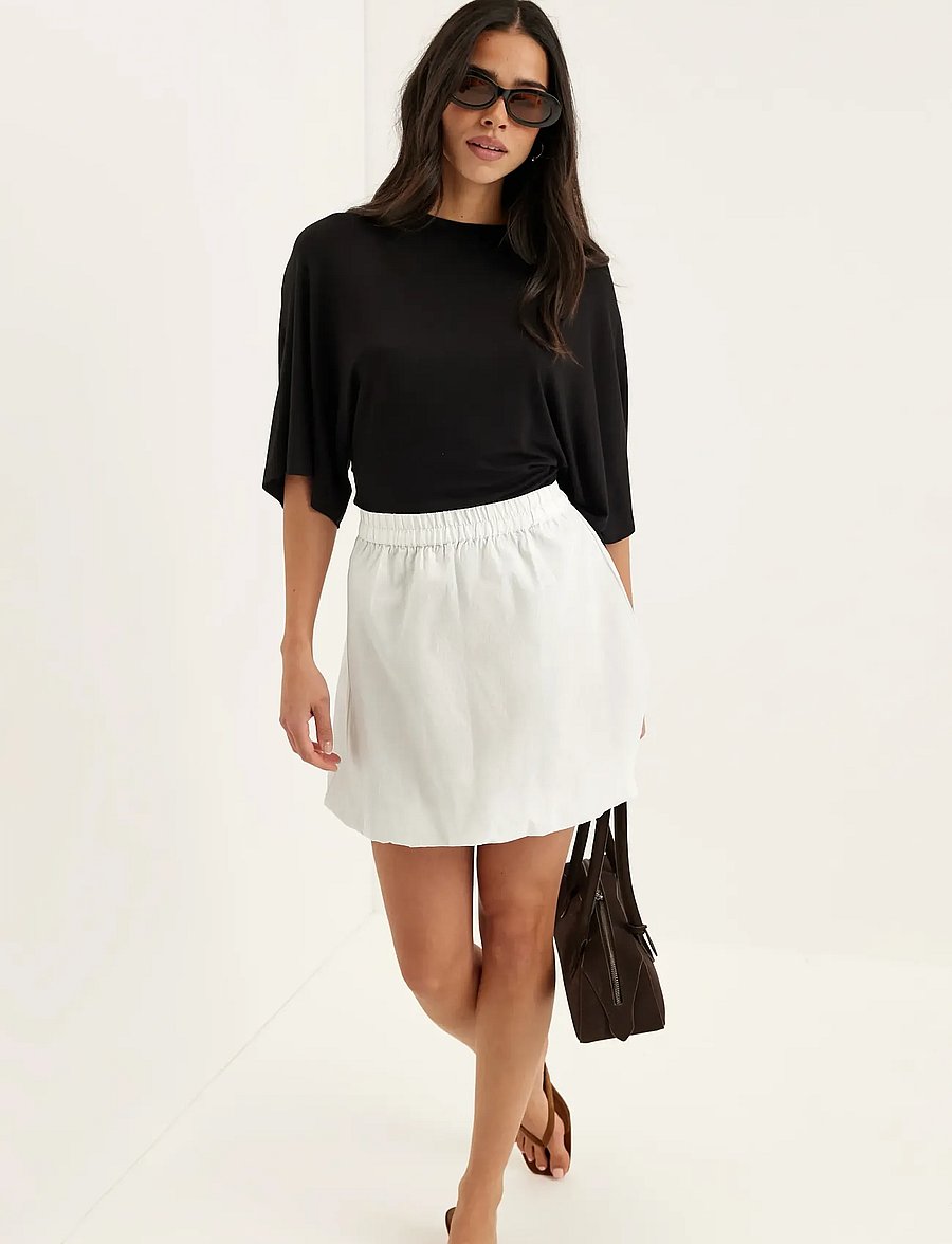 Bubbleroom - Balloon Short Cotton Skirt - kurze röcke - white - 0