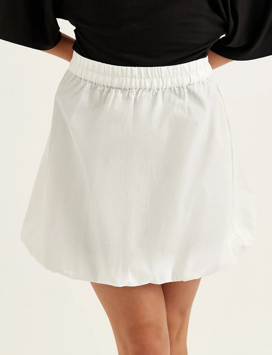 Bubbleroom - Balloon Short Cotton Skirt - kurze röcke - white - 4